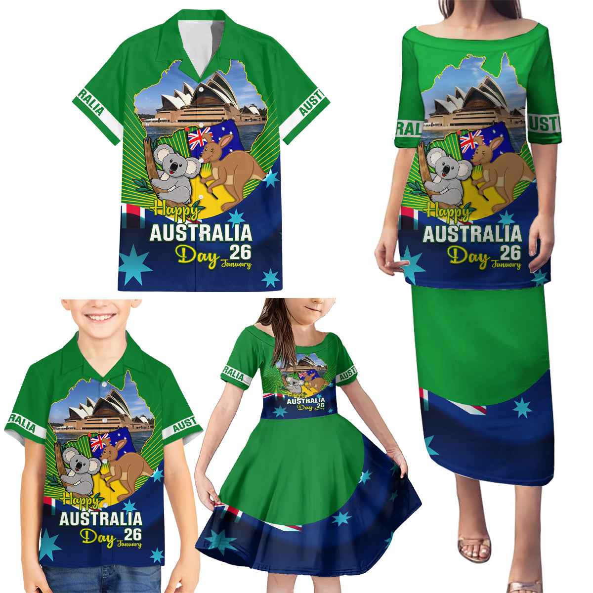 australia-day-family-matching-puletasi-dress-and-hawaiian-shirt-2024-proud-to-be-australian-national-color