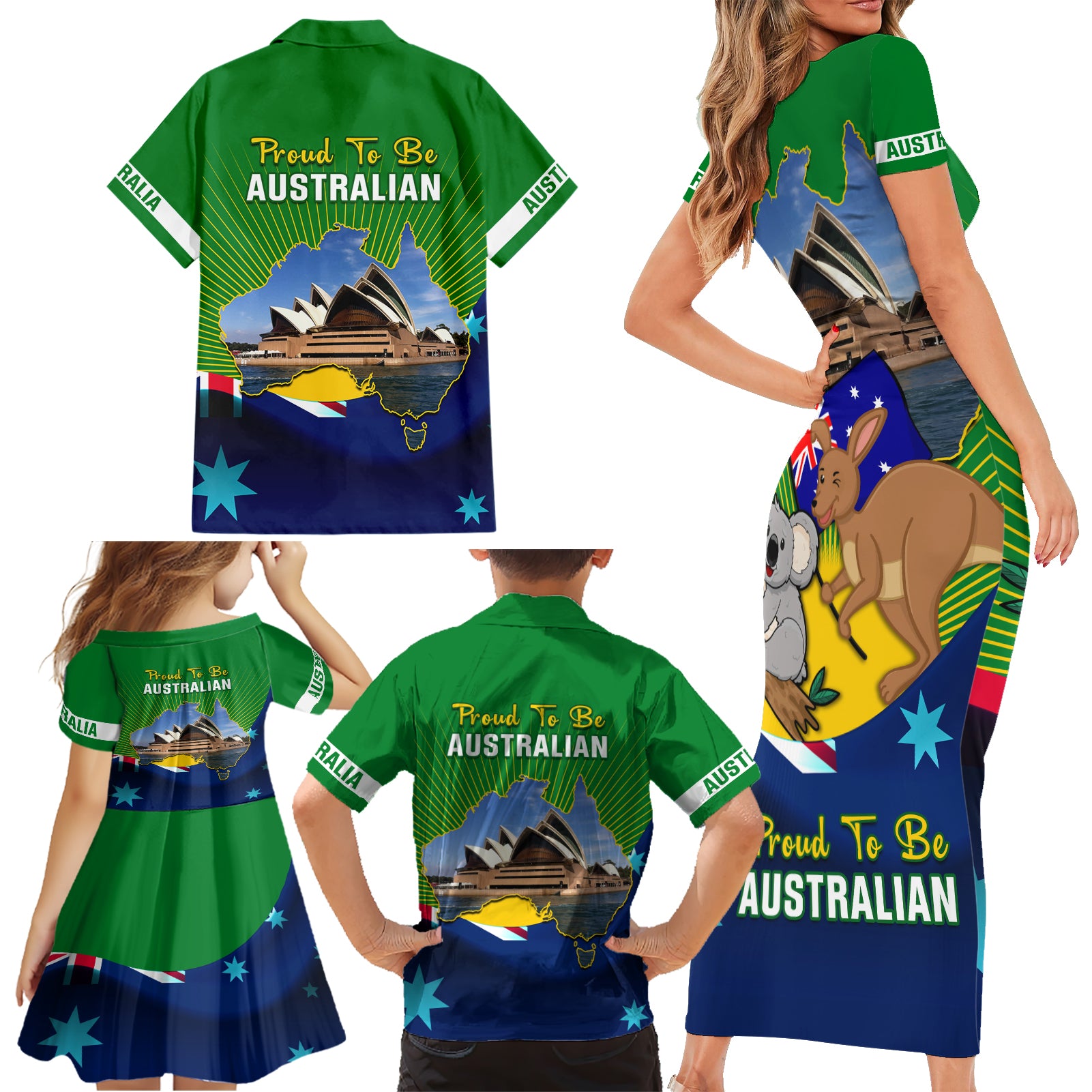 australia-day-family-matching-short-sleeve-bodycon-dress-and-hawaiian-shirt-2024-proud-to-be-australian-national-color