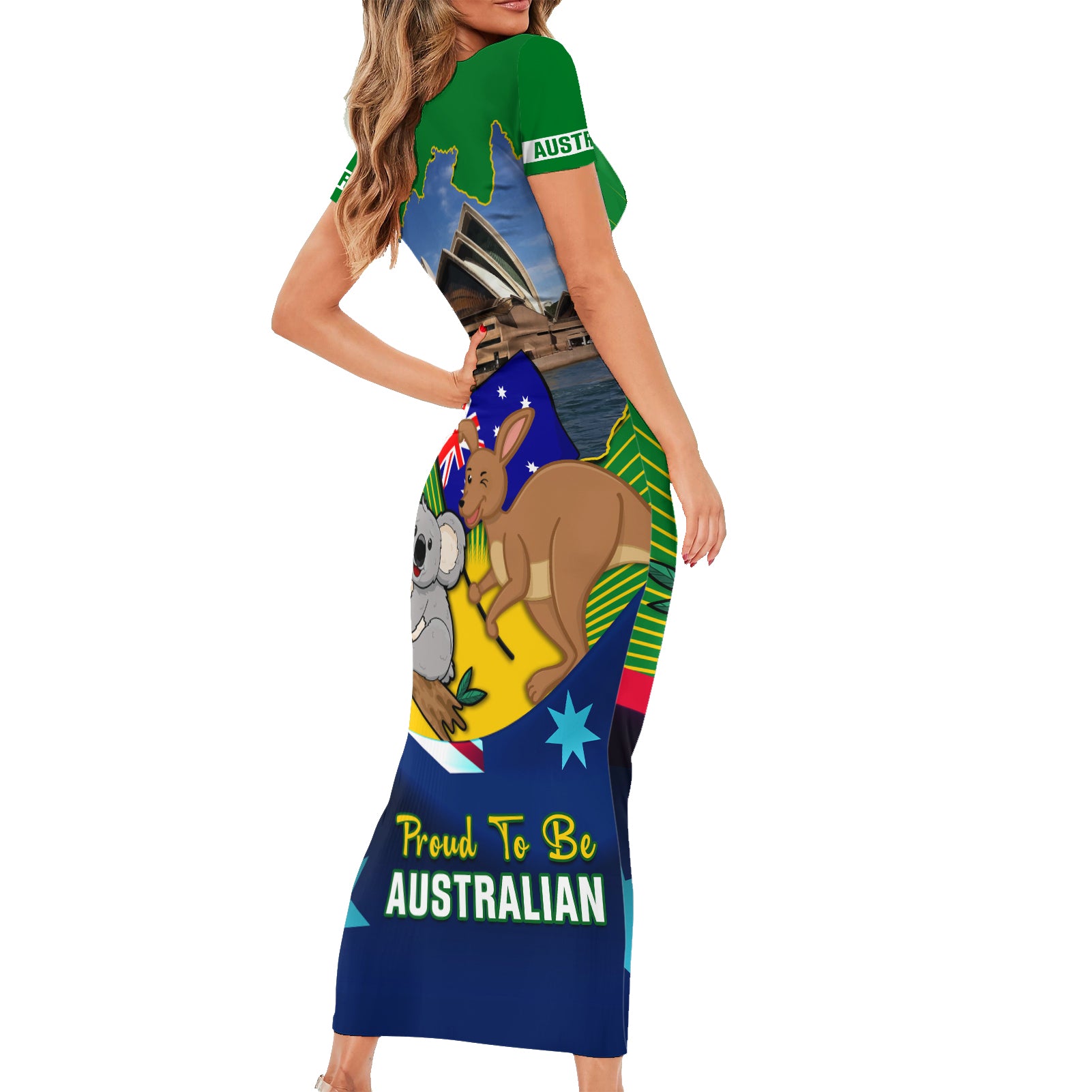 australia-day-family-matching-short-sleeve-bodycon-dress-and-hawaiian-shirt-2024-proud-to-be-australian-national-color