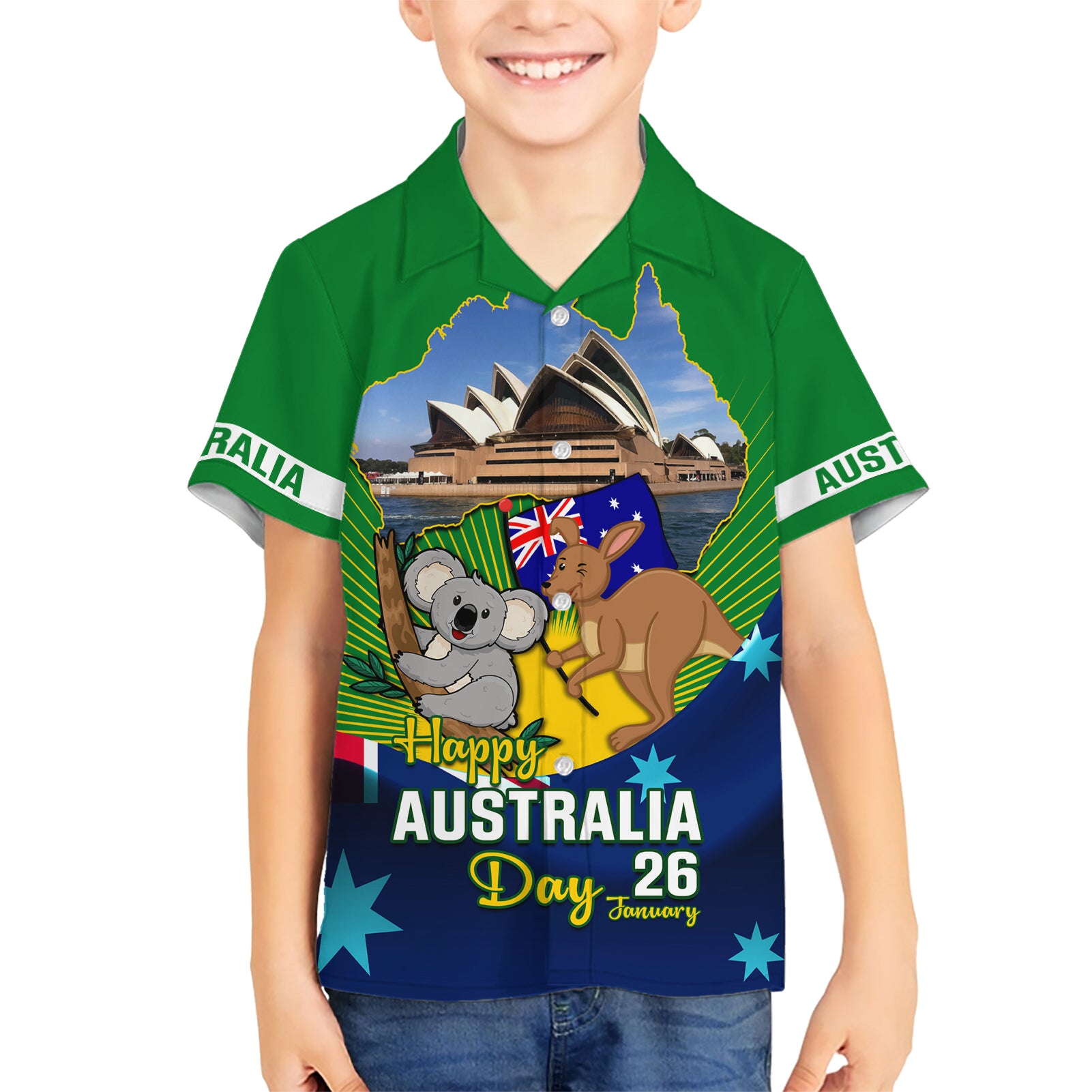 australia-day-family-matching-short-sleeve-bodycon-dress-and-hawaiian-shirt-2024-proud-to-be-australian-national-color