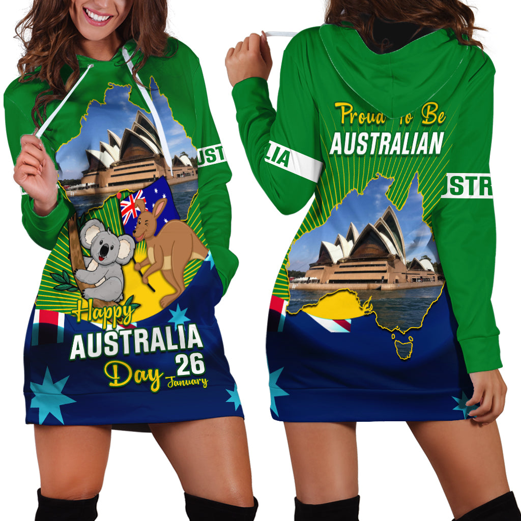 Australia Day Hoodie Dress 2024 Proud To Be Australian National Color - Vibe Hoodie Shop