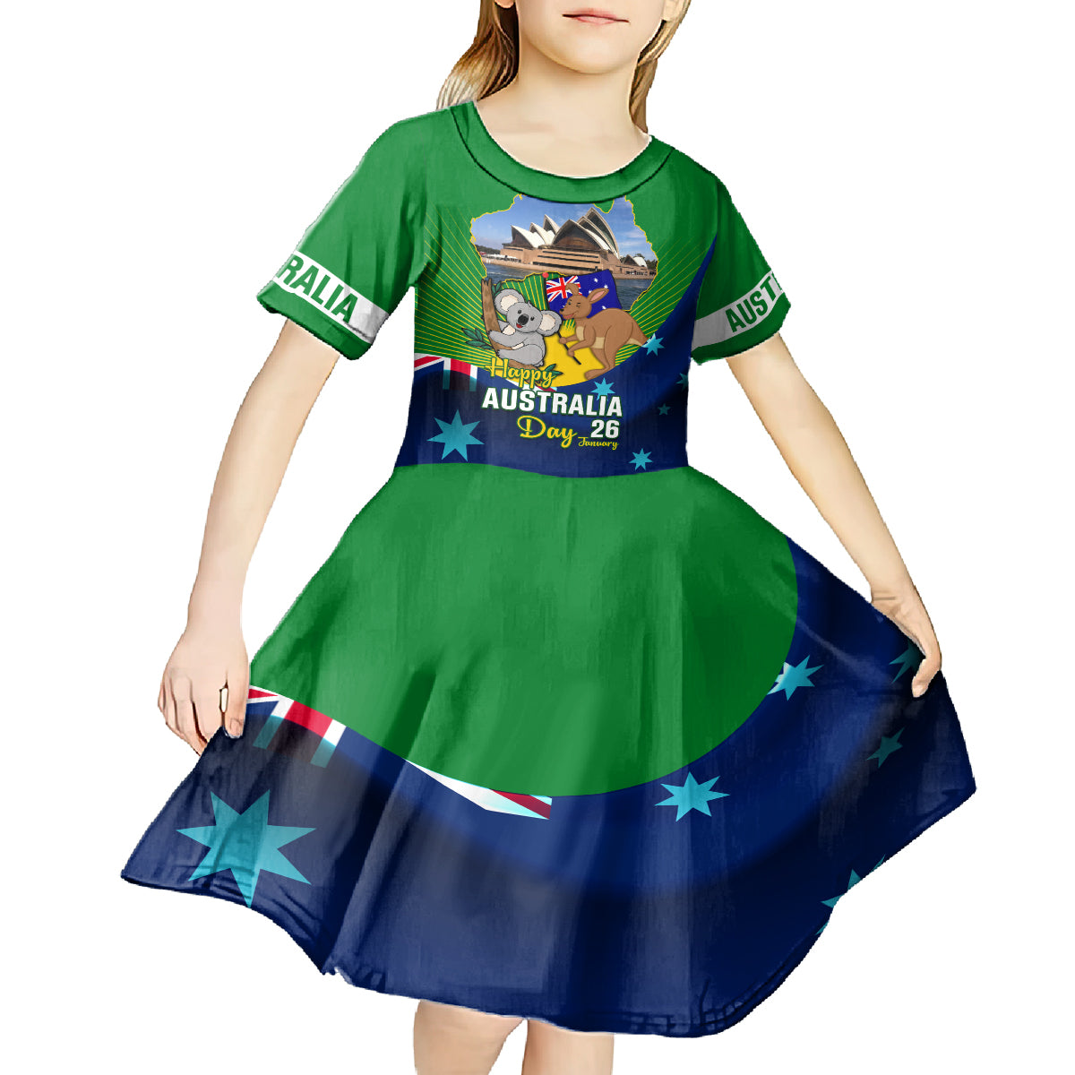 Australia Day Kid Short Sleeve Dress 2024 Proud To Be Australian National Color - Vibe Hoodie Shop