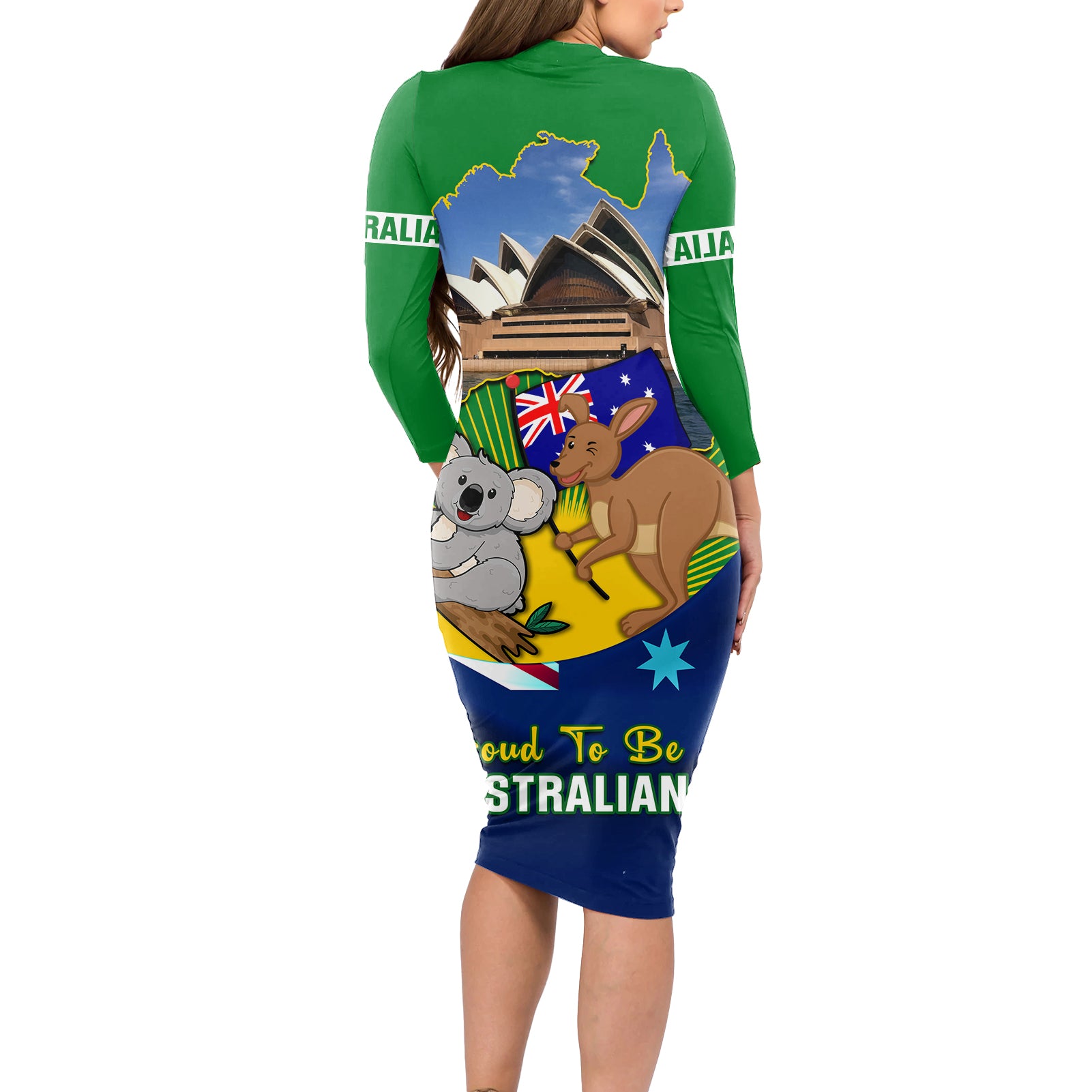 australia-day-long-sleeve-bodycon-dress-2024-proud-to-be-australian-national-color