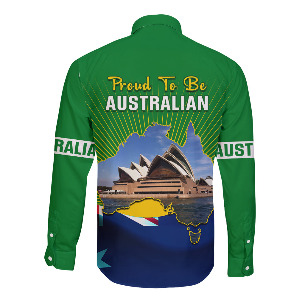 Australia Day Long Sleeve Button Shirt 2024 Proud To Be Australian National Color - Vibe Hoodie Shop