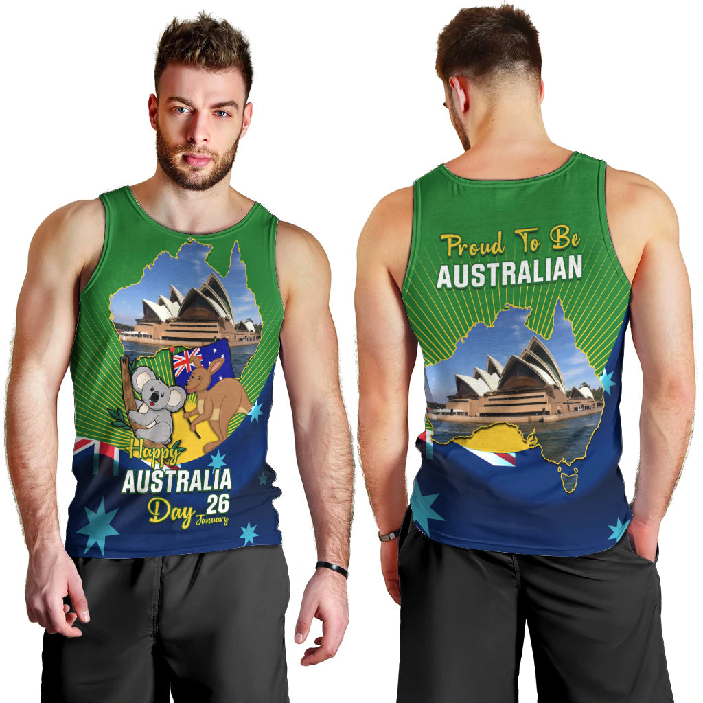 Australia Day Men Tank Top 2024 Proud To Be Australian National Color - Vibe Hoodie Shop