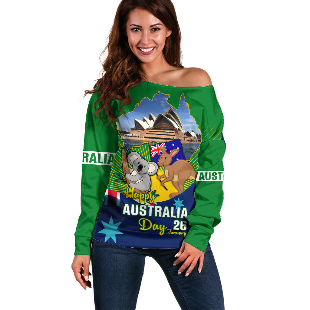 Australia Day Off Shoulder Sweater 2024 Proud To Be Australian National Color - Vibe Hoodie Shop