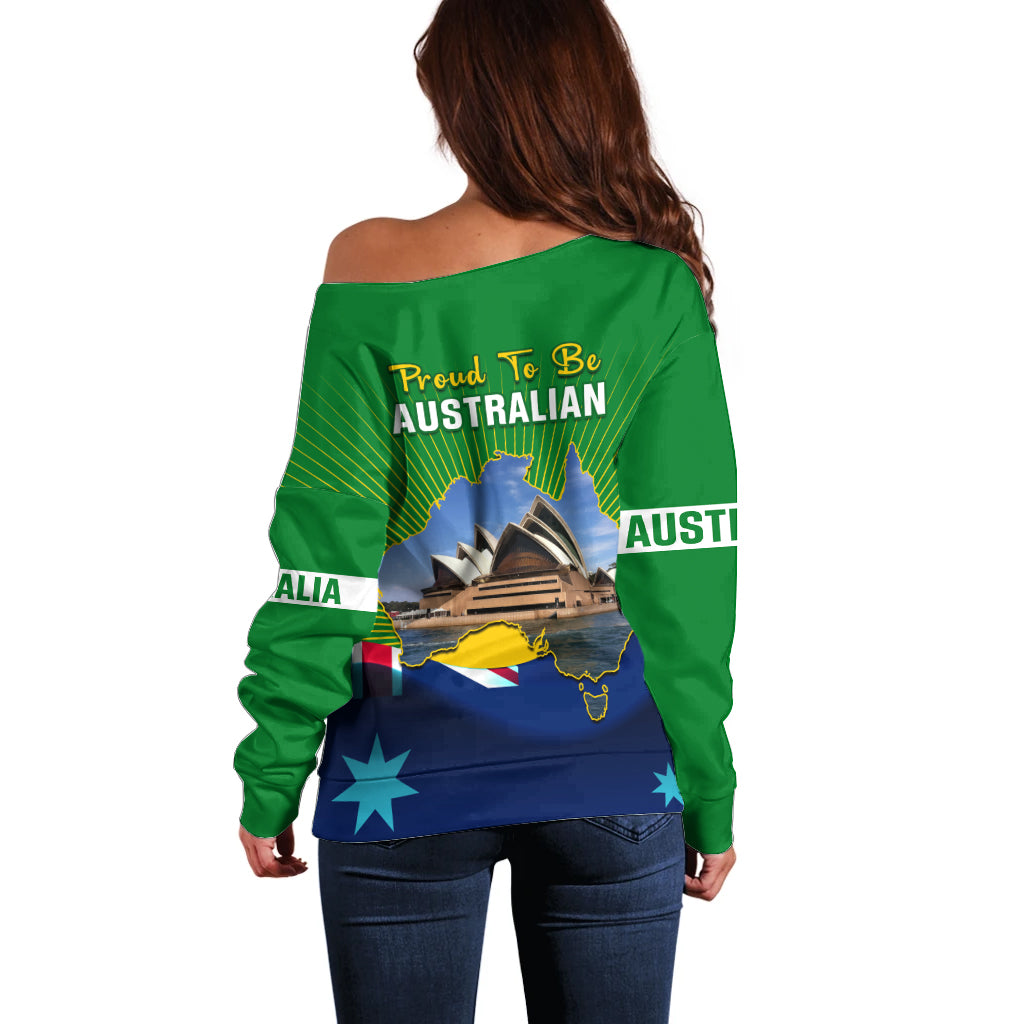 Australia Day Off Shoulder Sweater 2024 Proud To Be Australian National Color - Vibe Hoodie Shop