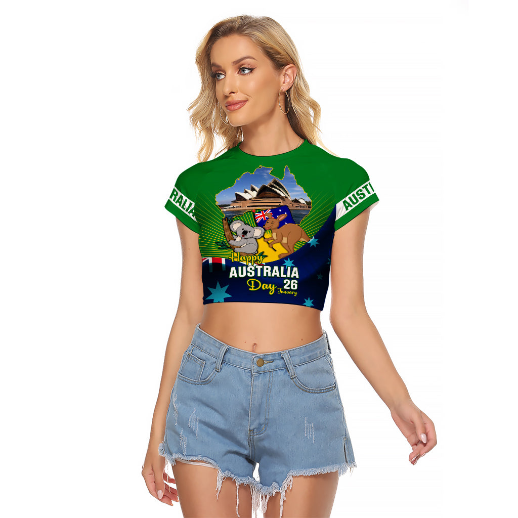 Australia Day Raglan Cropped T Shirt 2024 Proud To Be Australian National Color - Vibe Hoodie Shop