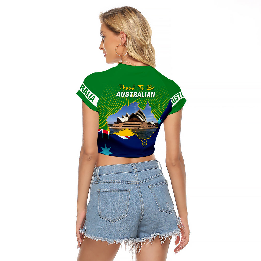 Australia Day Raglan Cropped T Shirt 2024 Proud To Be Australian National Color - Vibe Hoodie Shop