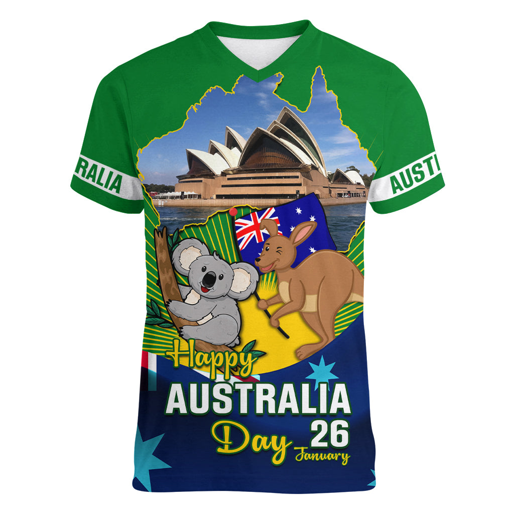 Australia Day Women V Neck T Shirt 2024 Proud To Be Australian National Color - Vibe Hoodie Shop