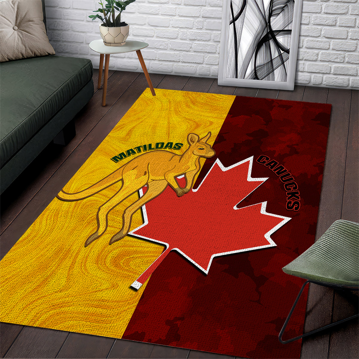 Australia And Canada Soccer Area Rug Matildas Combine Canucks Together - Vibe Hoodie Shop