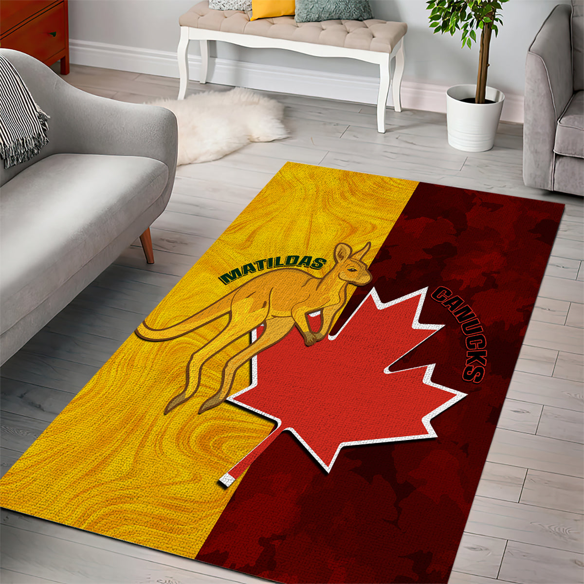 Australia And Canada Soccer Area Rug Matildas Combine Canucks Together - Vibe Hoodie Shop