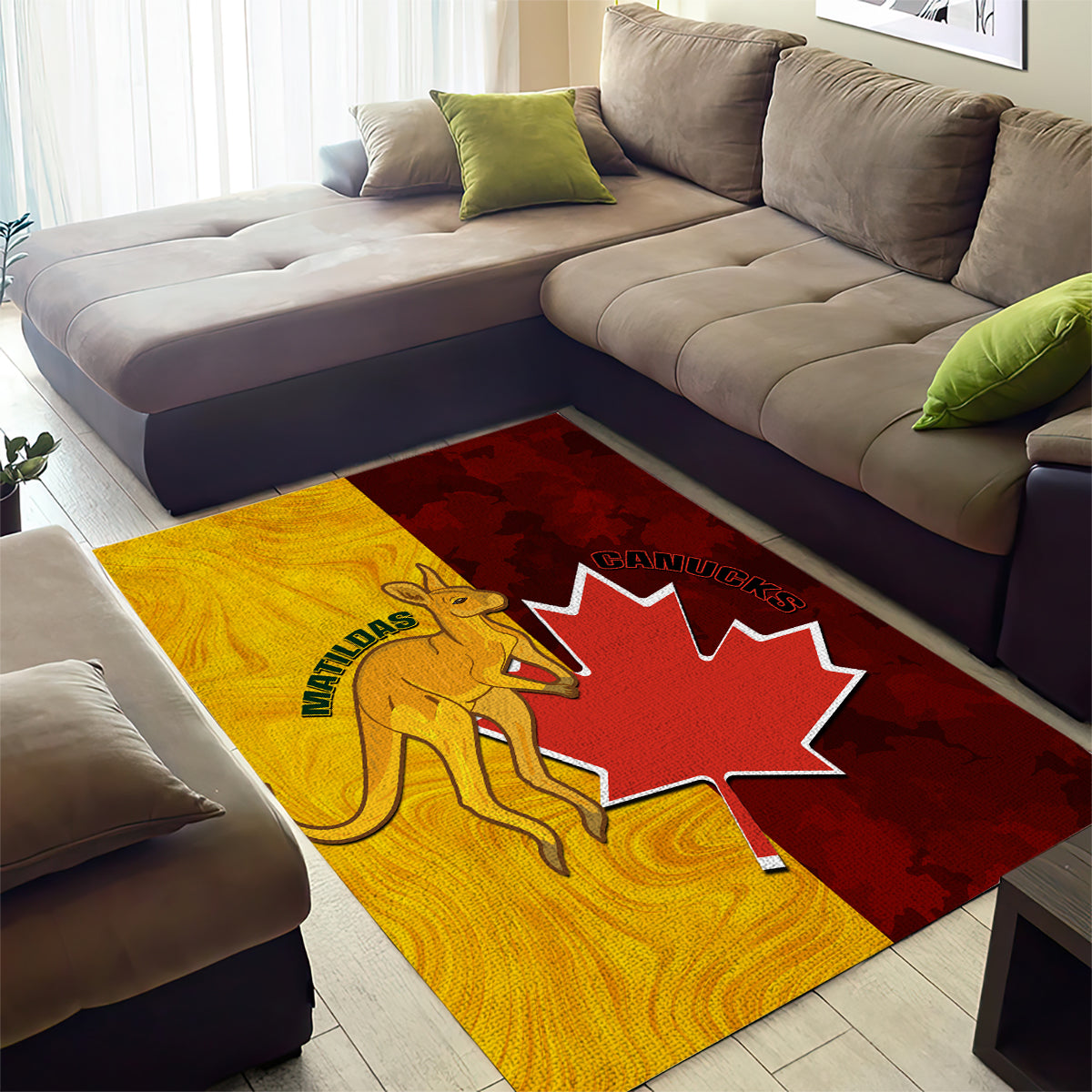 Australia And Canada Soccer Area Rug Matildas Combine Canucks Together - Vibe Hoodie Shop