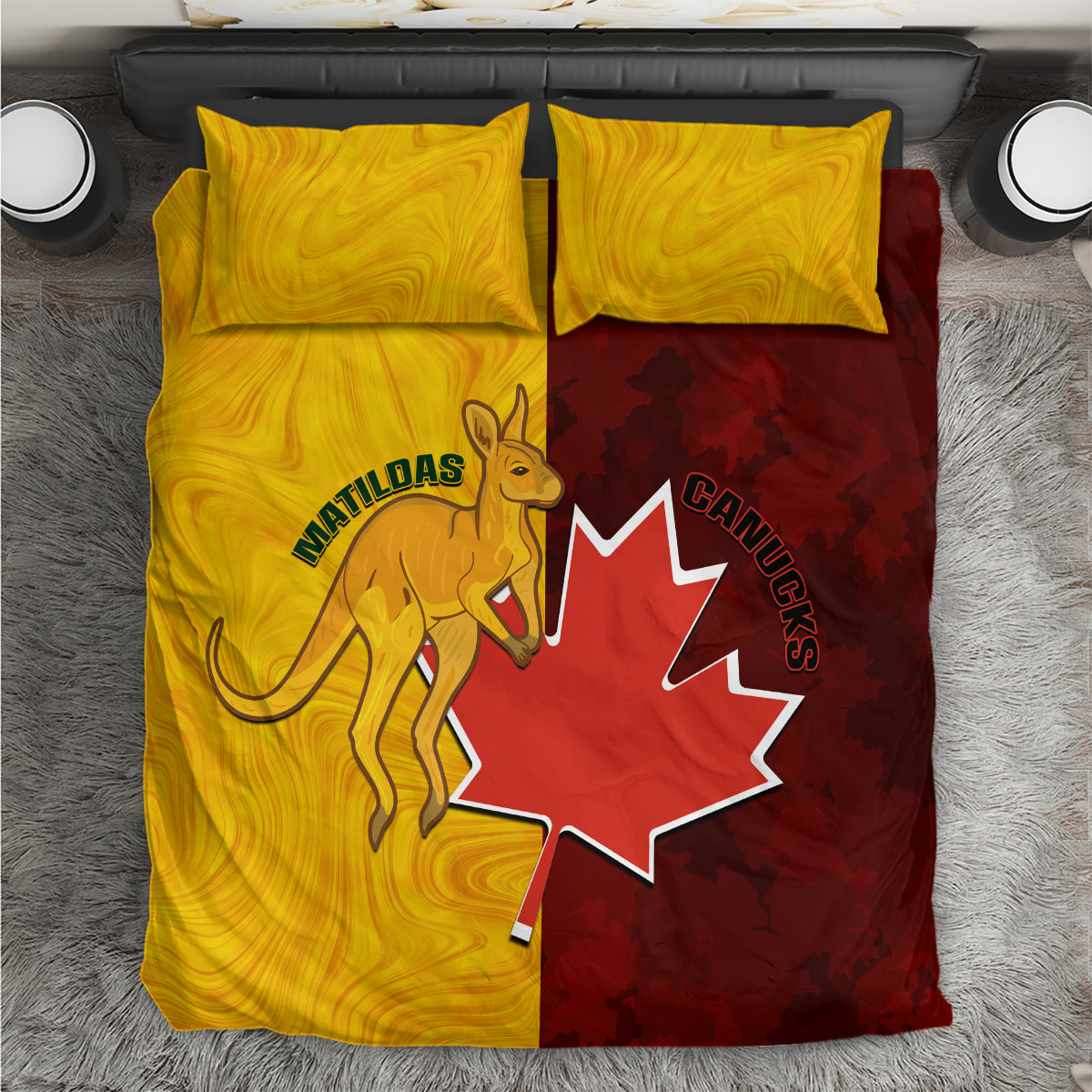 Australia And Canada Soccer Bedding Set Matildas Combine Canucks Together - Vibe Hoodie Shop