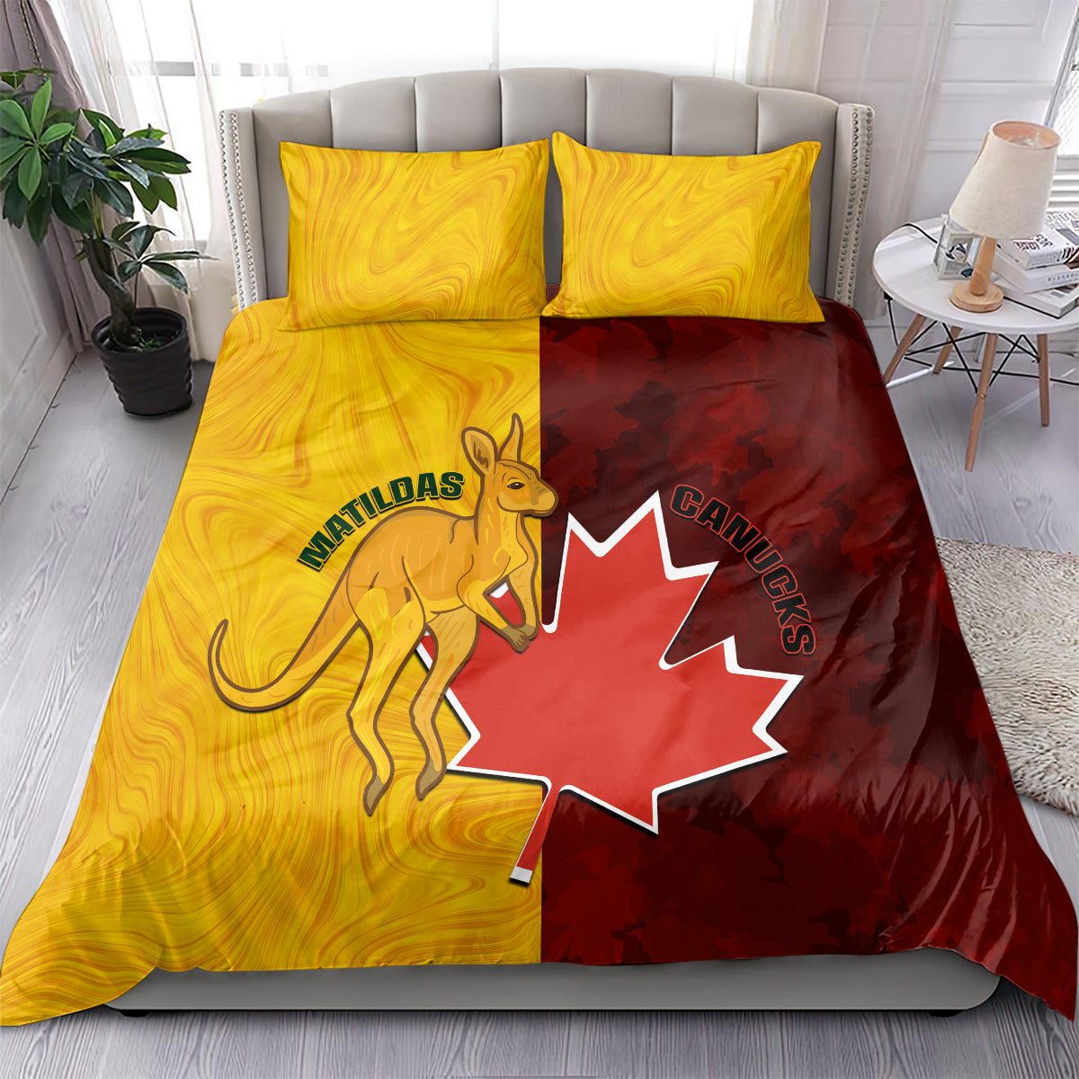 Australia And Canada Soccer Bedding Set Matildas Combine Canucks Together - Vibe Hoodie Shop