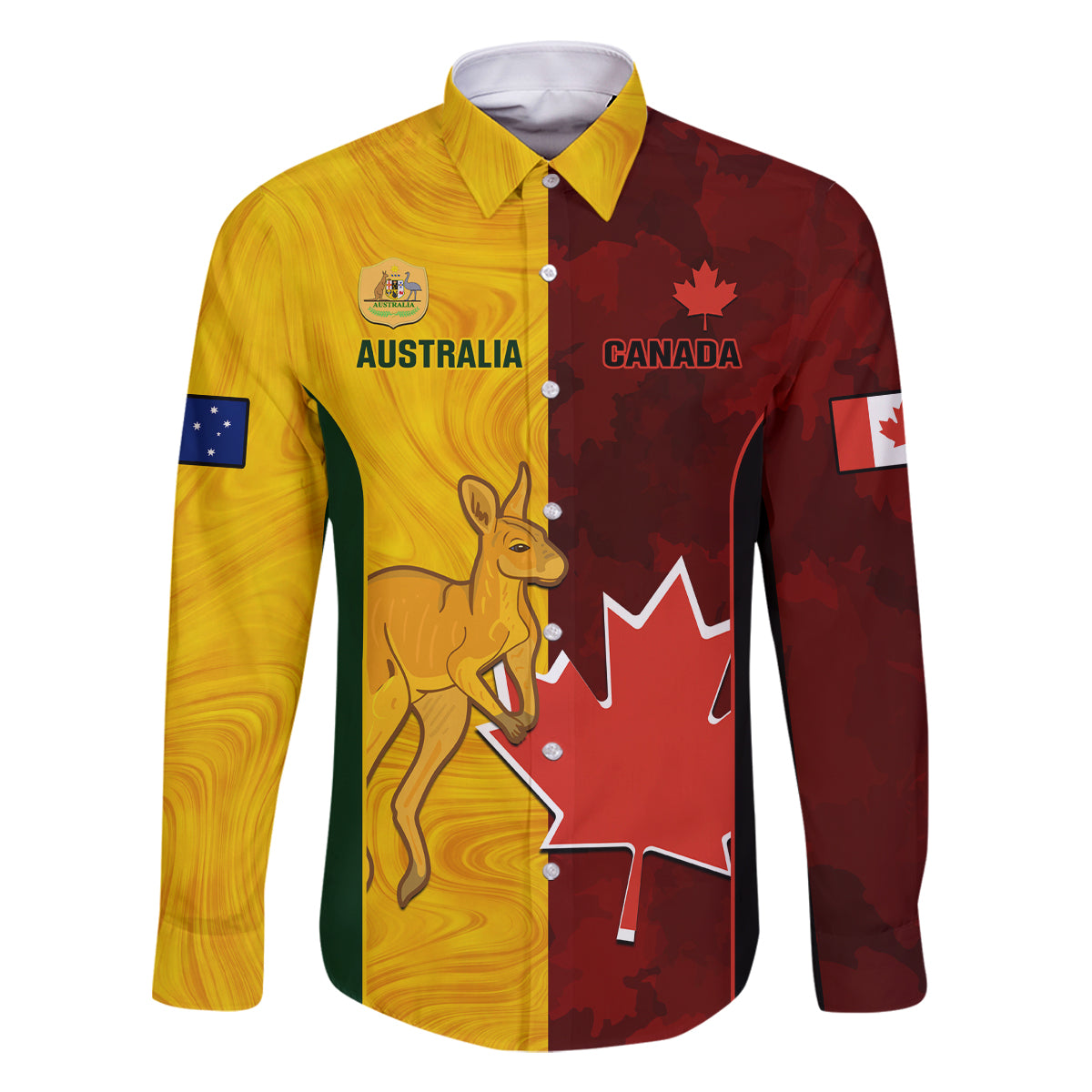 australia-and-canada-soccer-family-matching-off-shoulder-long-sleeve-dress-and-hawaiian-shirt-matildas-combine-canucks-together