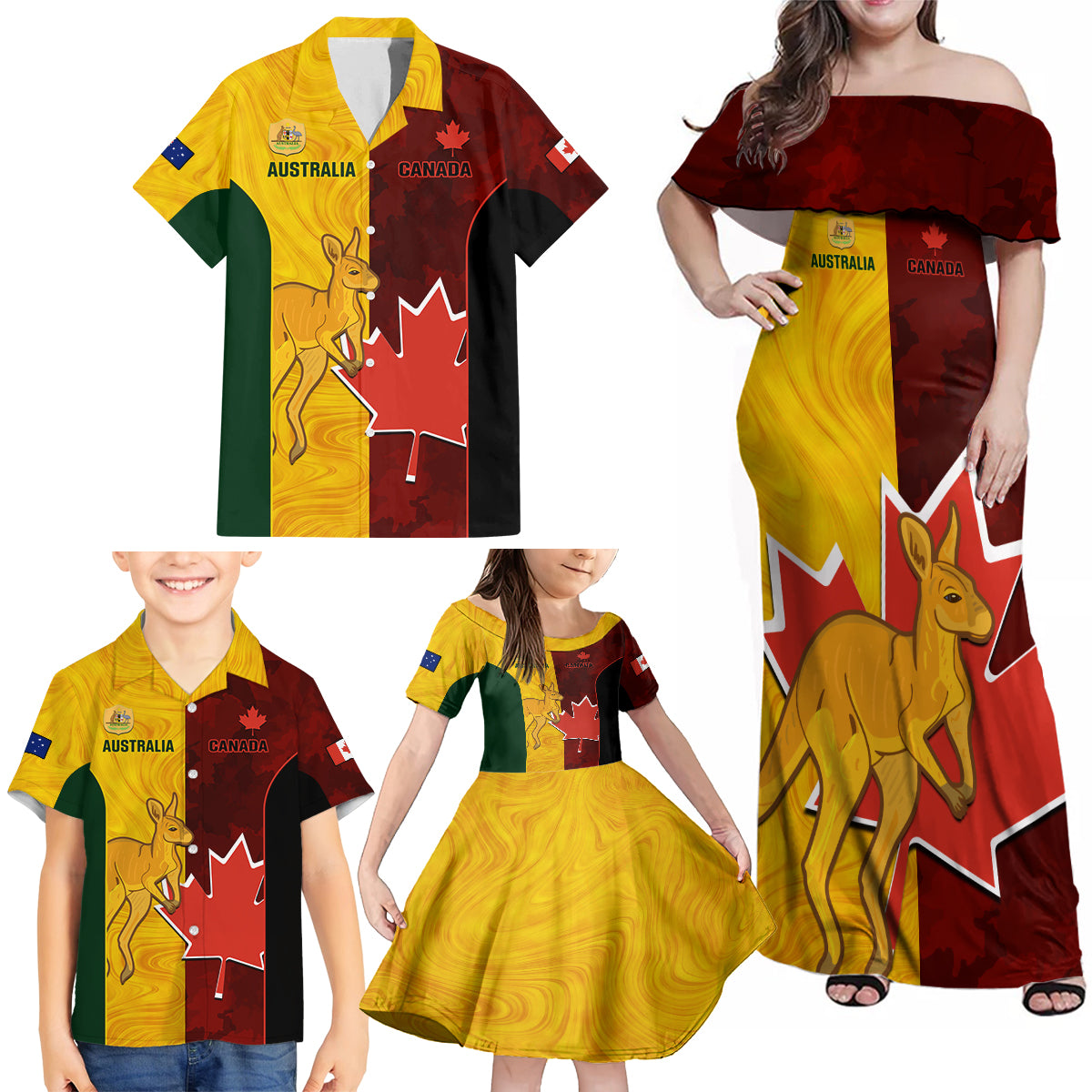 australia-and-canada-soccer-family-matching-off-shoulder-maxi-dress-and-hawaiian-shirt-matildas-combine-canucks-together