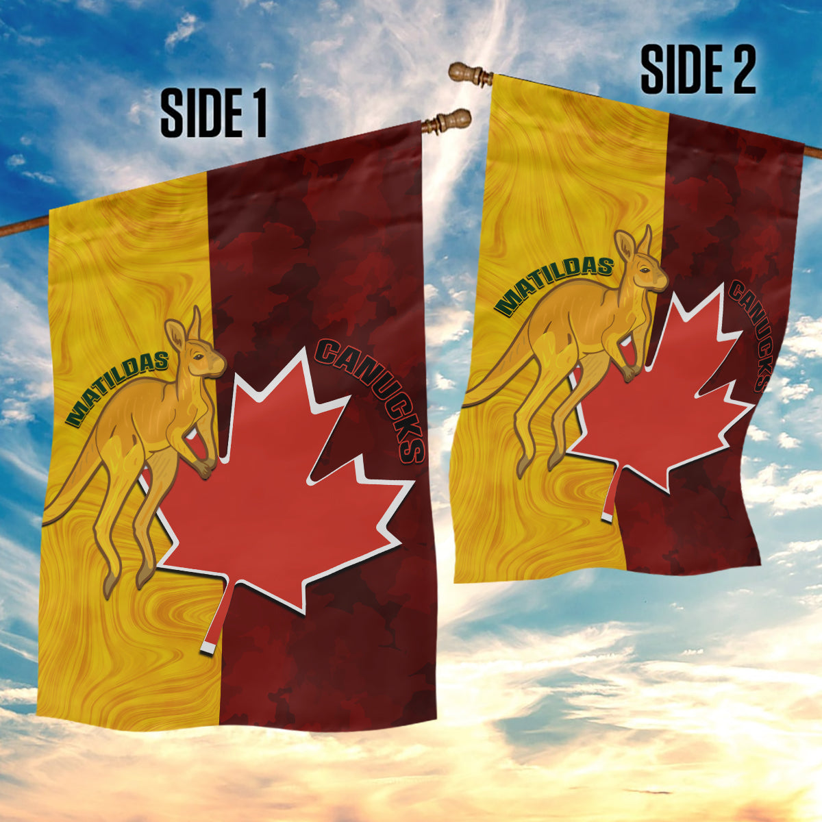 Australia And Canada Soccer Garden Flag Matildas Combine Canucks Together - Vibe Hoodie Shop