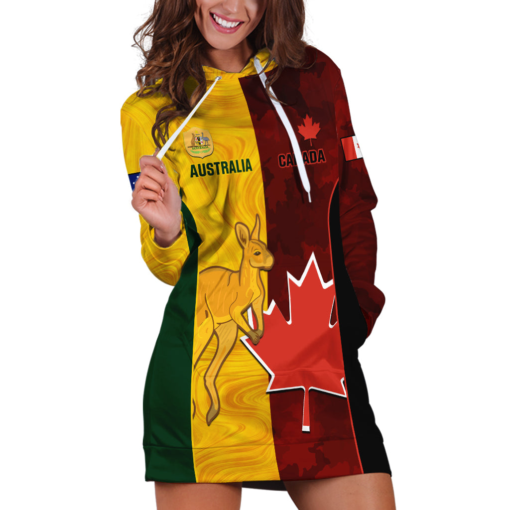 Australia And Canada Soccer Hoodie Dress Matildas Combine Canucks Together - Vibe Hoodie Shop