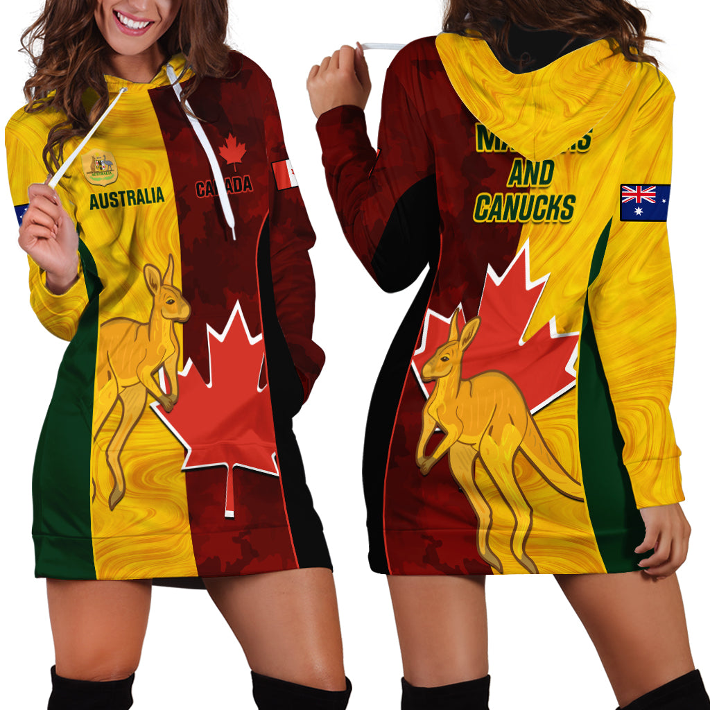 Australia And Canada Soccer Hoodie Dress Matildas Combine Canucks Together - Vibe Hoodie Shop