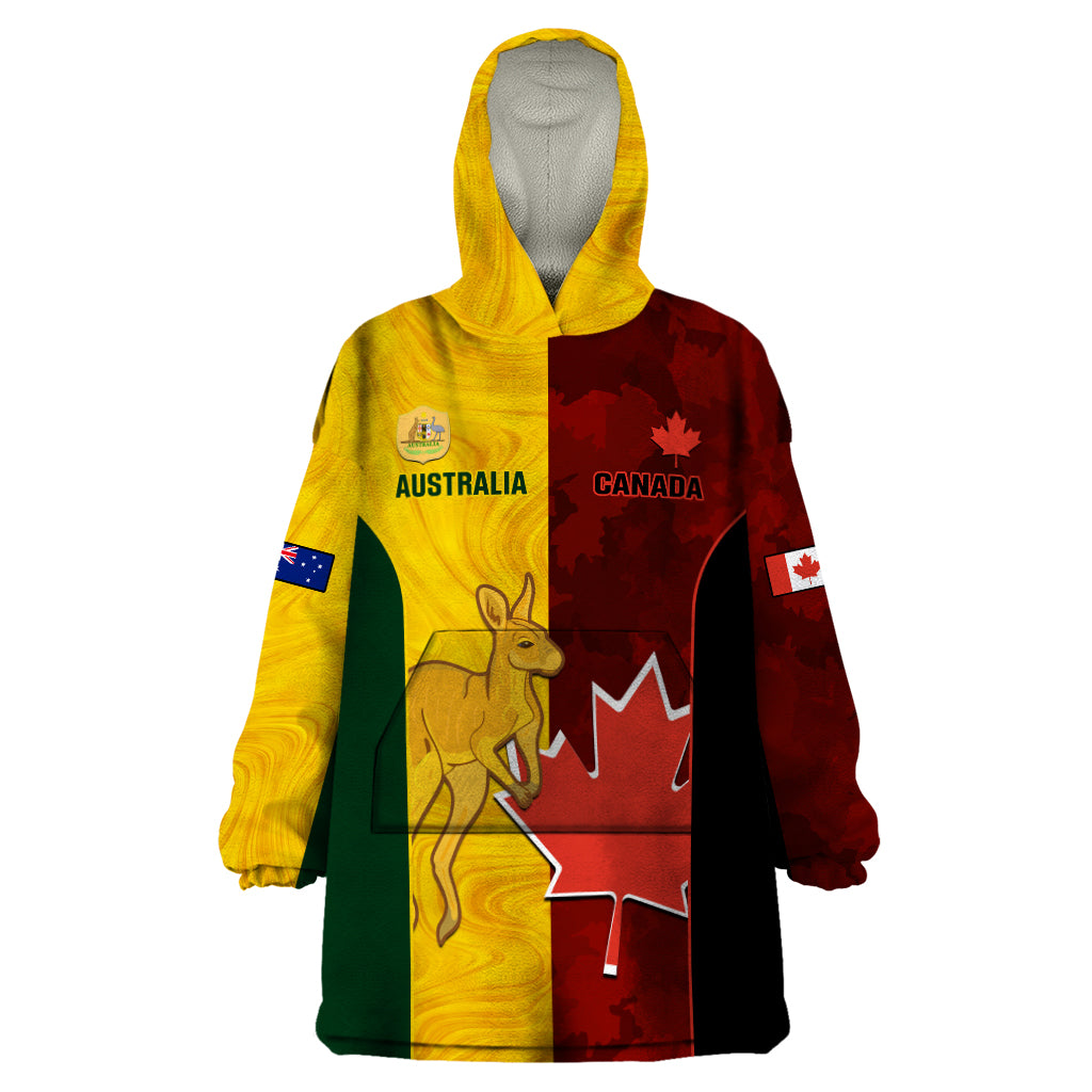 Australia And Canada Soccer Wearable Blanket Hoodie Matildas Combine Canucks Together - Vibe Hoodie Shop