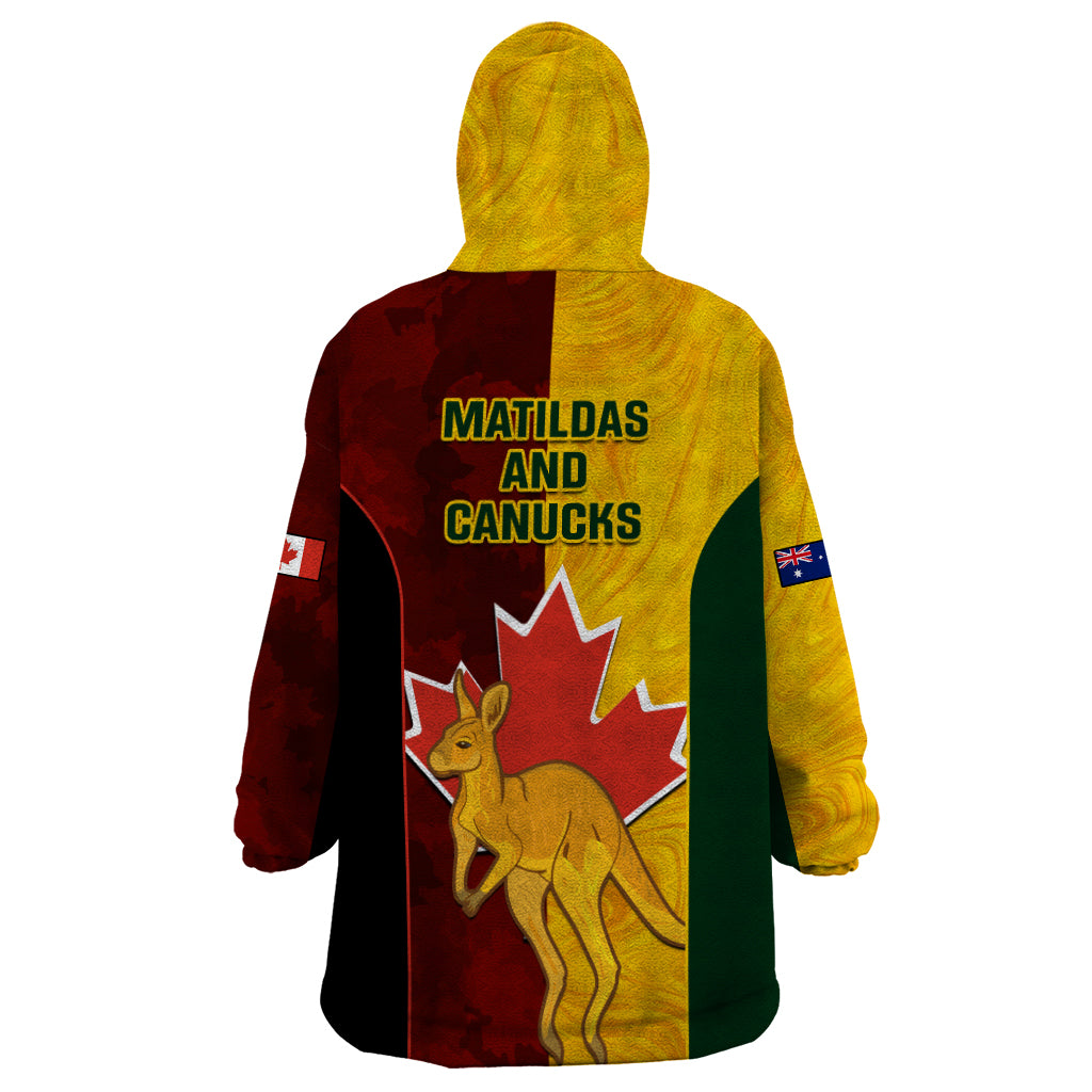 Australia And Canada Soccer Wearable Blanket Hoodie Matildas Combine Canucks Together - Vibe Hoodie Shop