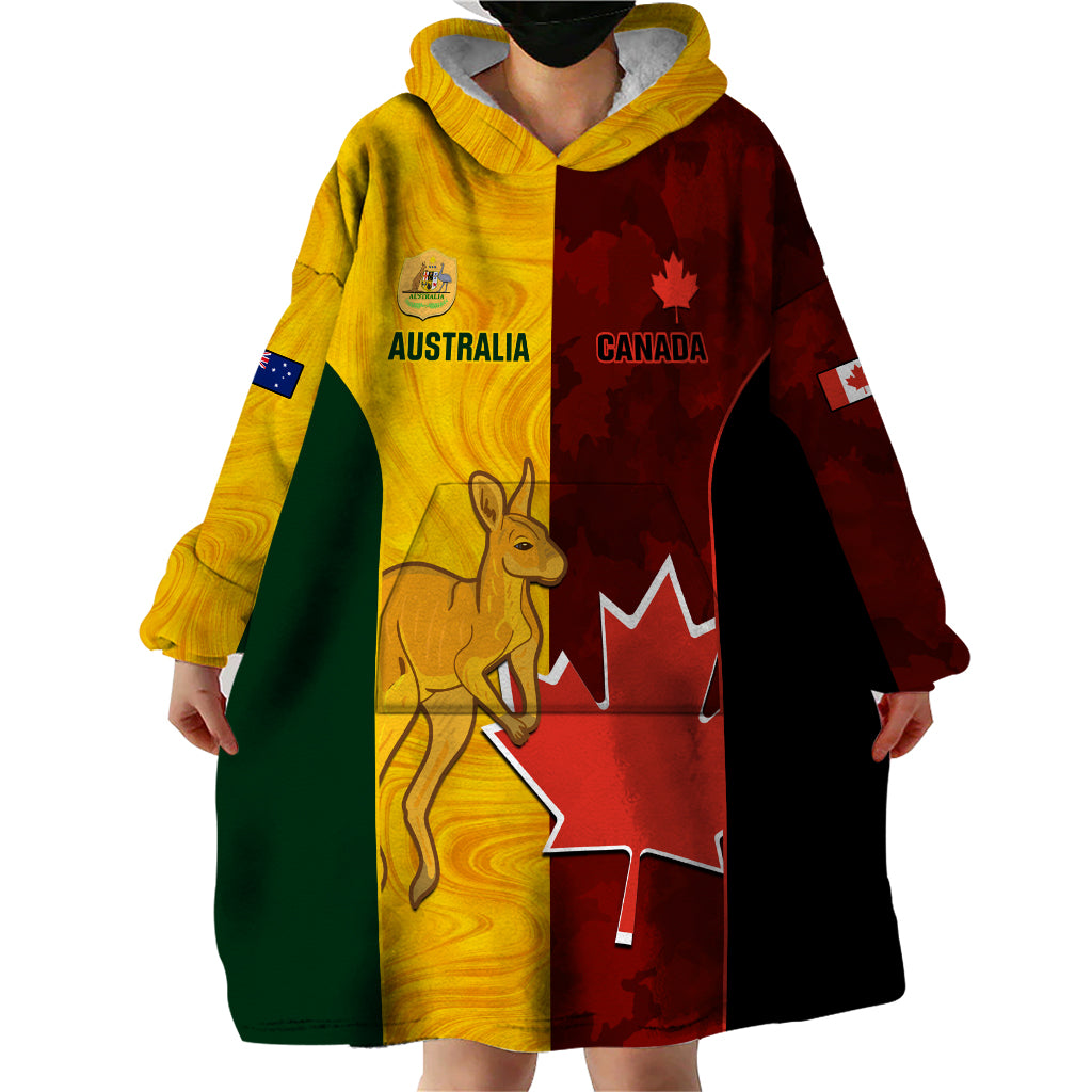 Australia And Canada Soccer Wearable Blanket Hoodie Matildas Combine Canucks Together - Vibe Hoodie Shop