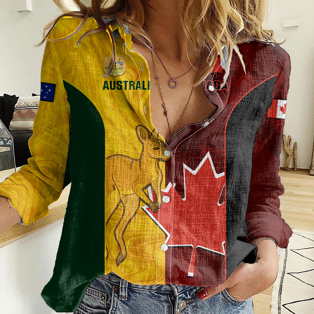 Australia And Canada Soccer Women Casual Shirt Matildas Combine Canucks Together - Vibe Hoodie Shop