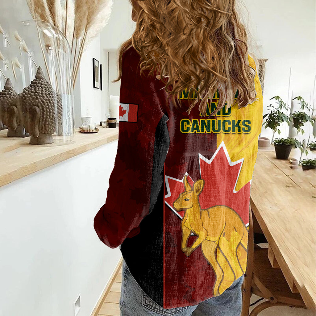Australia And Canada Soccer Women Casual Shirt Matildas Combine Canucks Together - Vibe Hoodie Shop