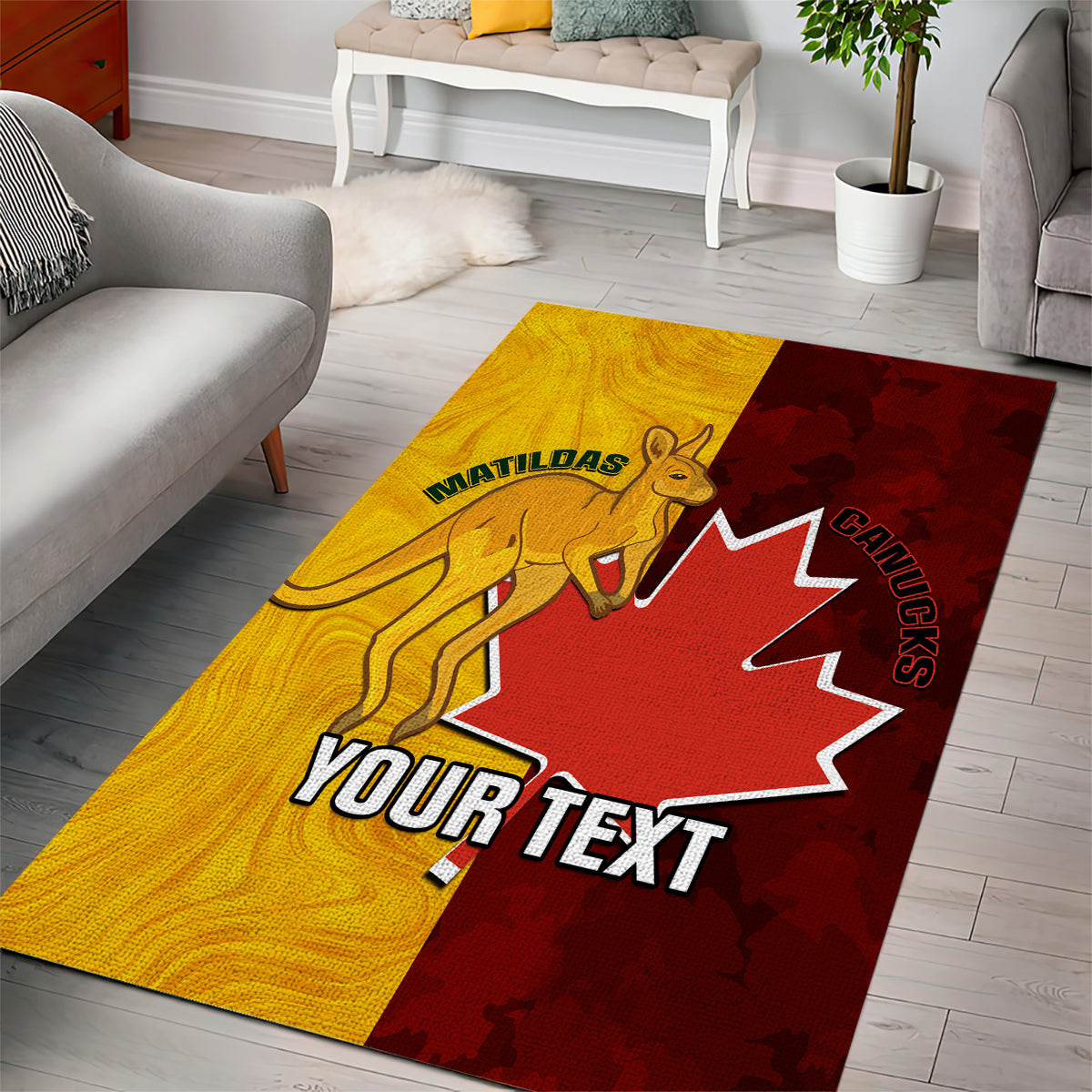 Custom Australia And Canada Soccer Area Rug Matildas Combine Canucks Together - Vibe Hoodie Shop