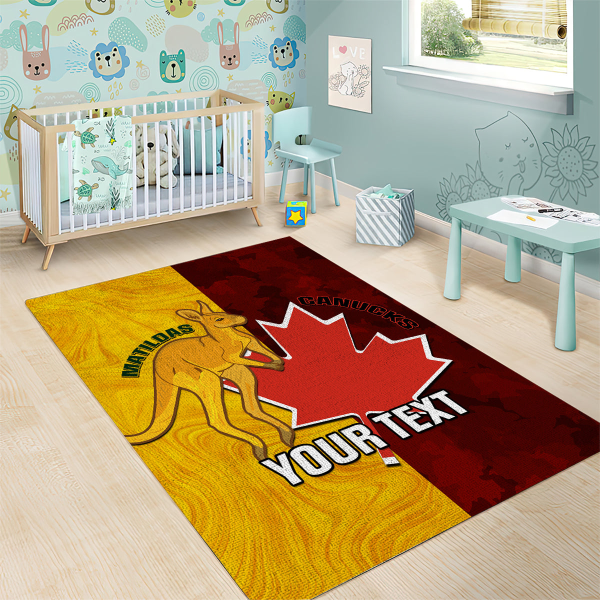 Custom Australia And Canada Soccer Area Rug Matildas Combine Canucks Together - Vibe Hoodie Shop