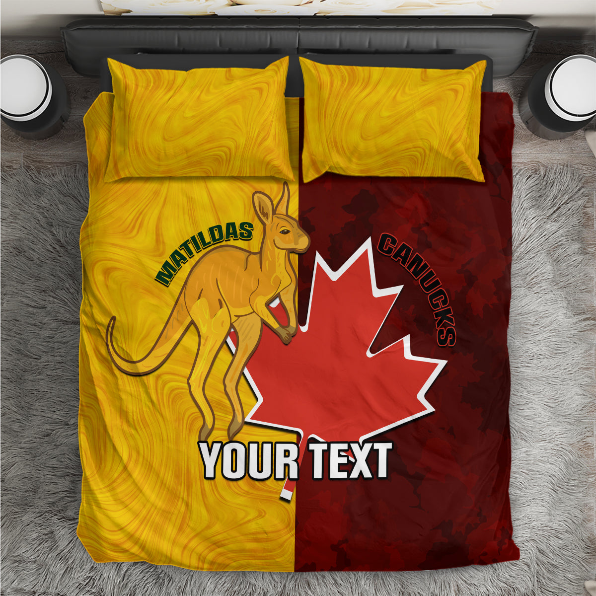 Custom Australia And Canada Soccer Bedding Set Matildas Combine Canucks Together - Vibe Hoodie Shop