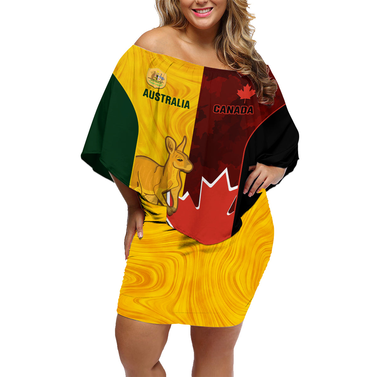 custom-australia-and-canada-soccer-family-matching-off-shoulder-short-dress-and-hawaiian-shirt-matildas-combine-canucks-together