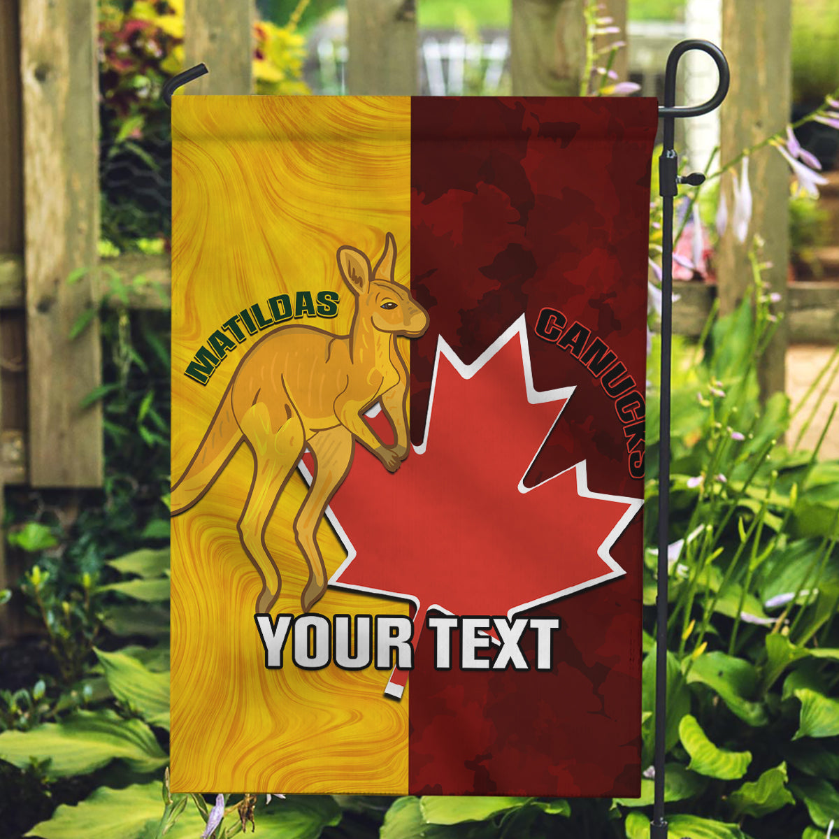 Custom Australia And Canada Soccer Garden Flag Matildas Combine Canucks Together - Vibe Hoodie Shop