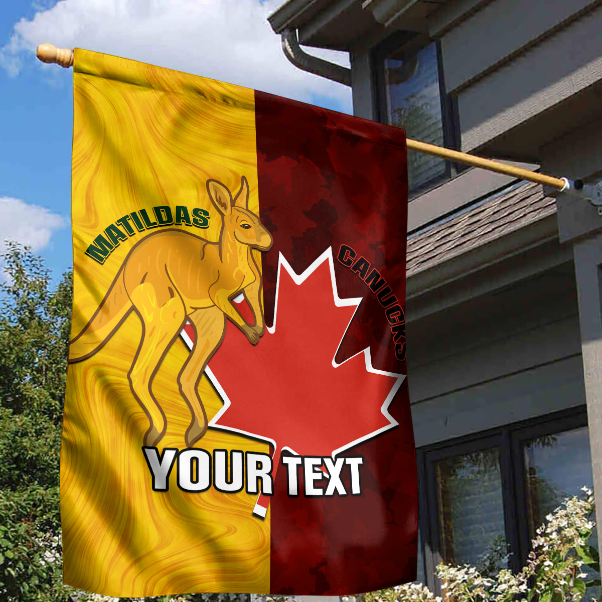 Custom Australia And Canada Soccer Garden Flag Matildas Combine Canucks Together - Vibe Hoodie Shop