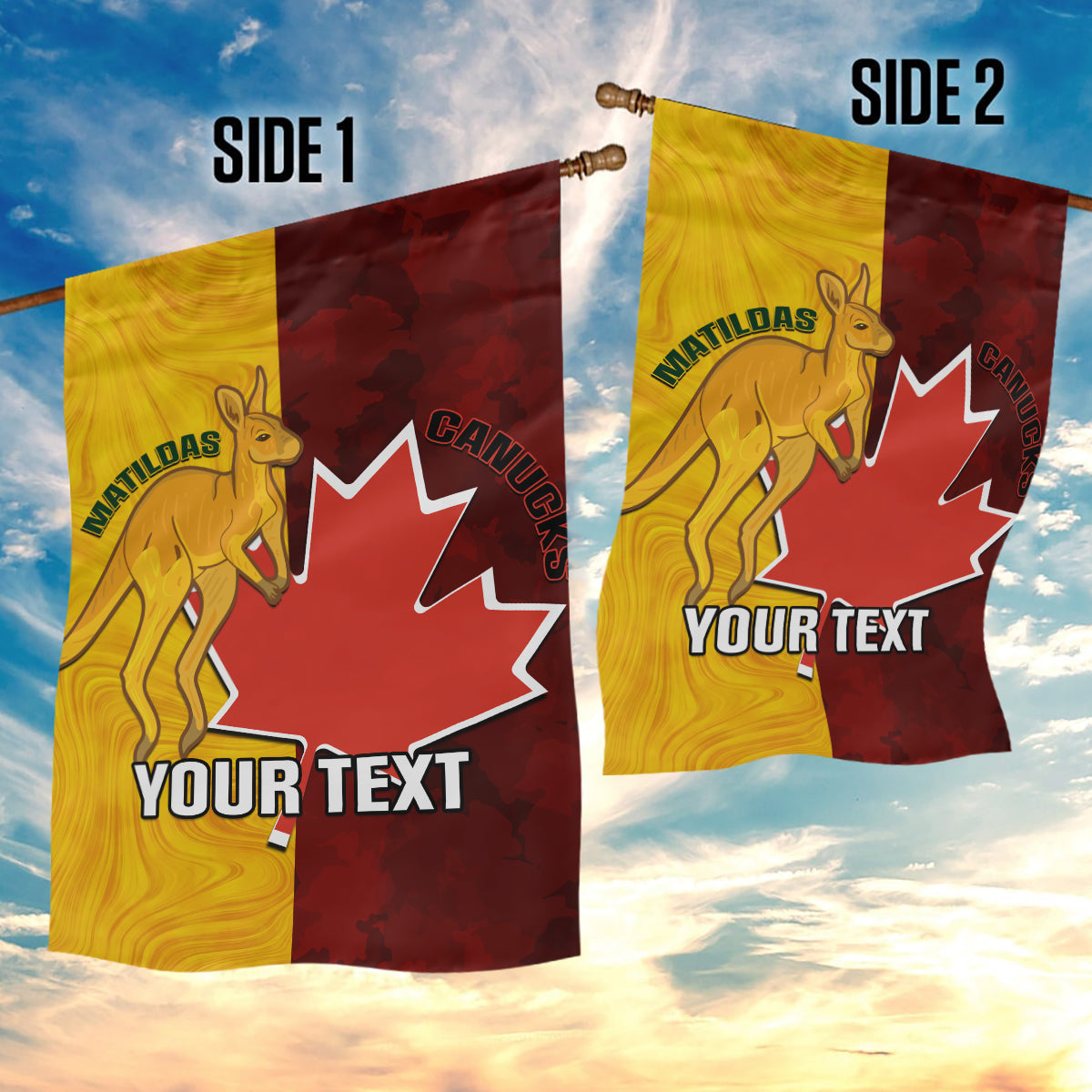 Custom Australia And Canada Soccer Garden Flag Matildas Combine Canucks Together - Vibe Hoodie Shop