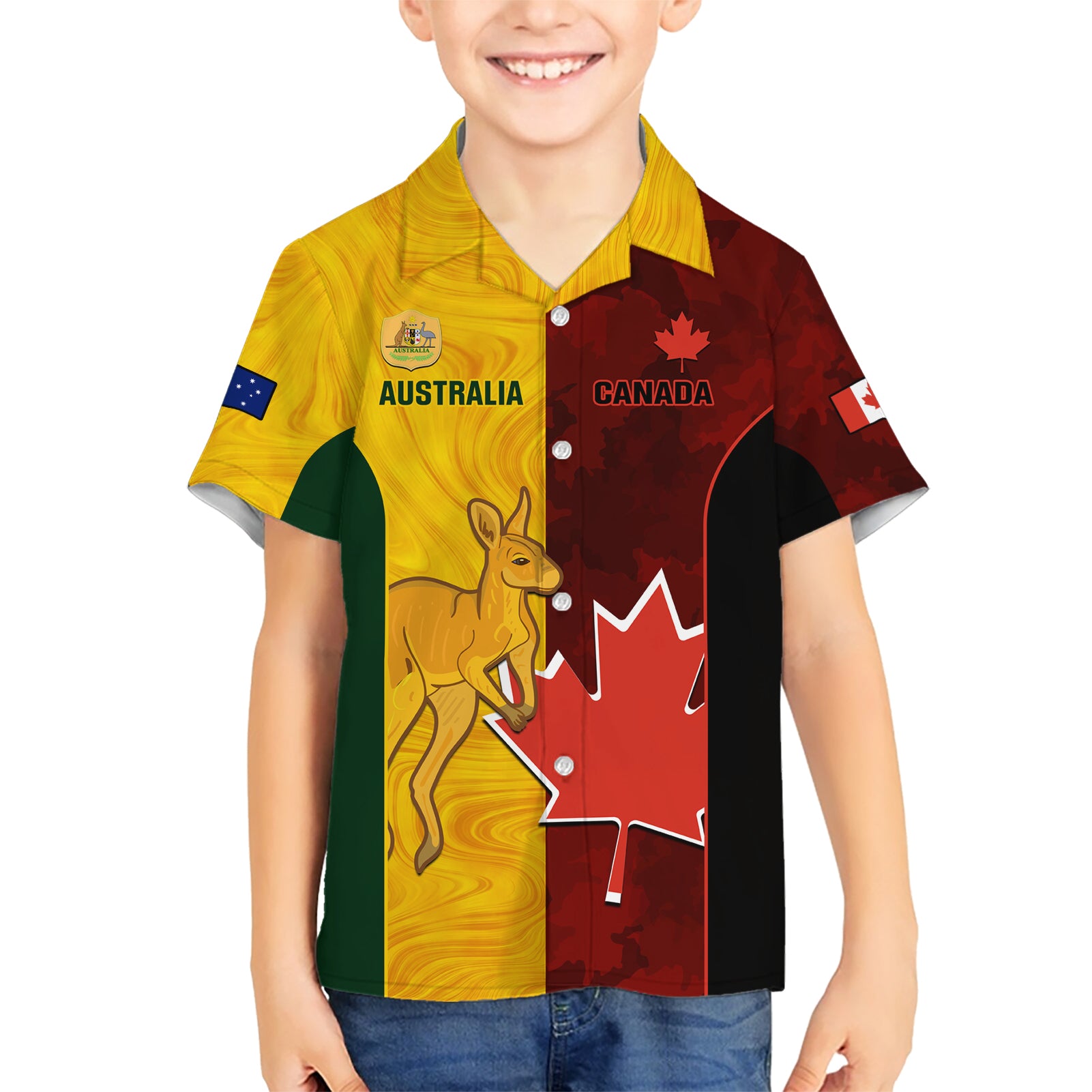 Custom Australia And Canada Soccer Hawaiian Shirt Matildas Combine Canucks Together - Vibe Hoodie Shop