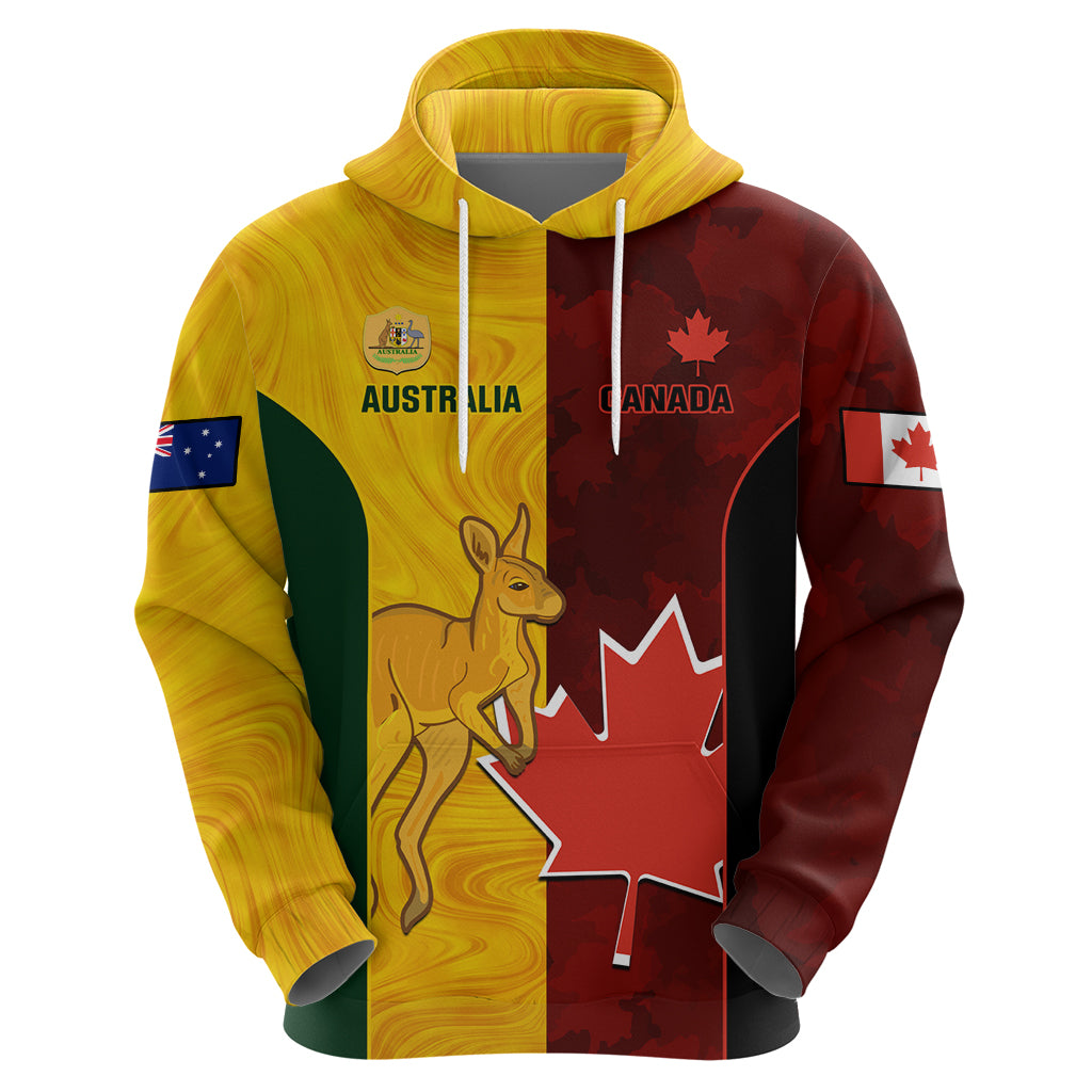 Custom Australia And Canada Soccer Hoodie Matildas Combine Canucks Together - Vibe Hoodie Shop