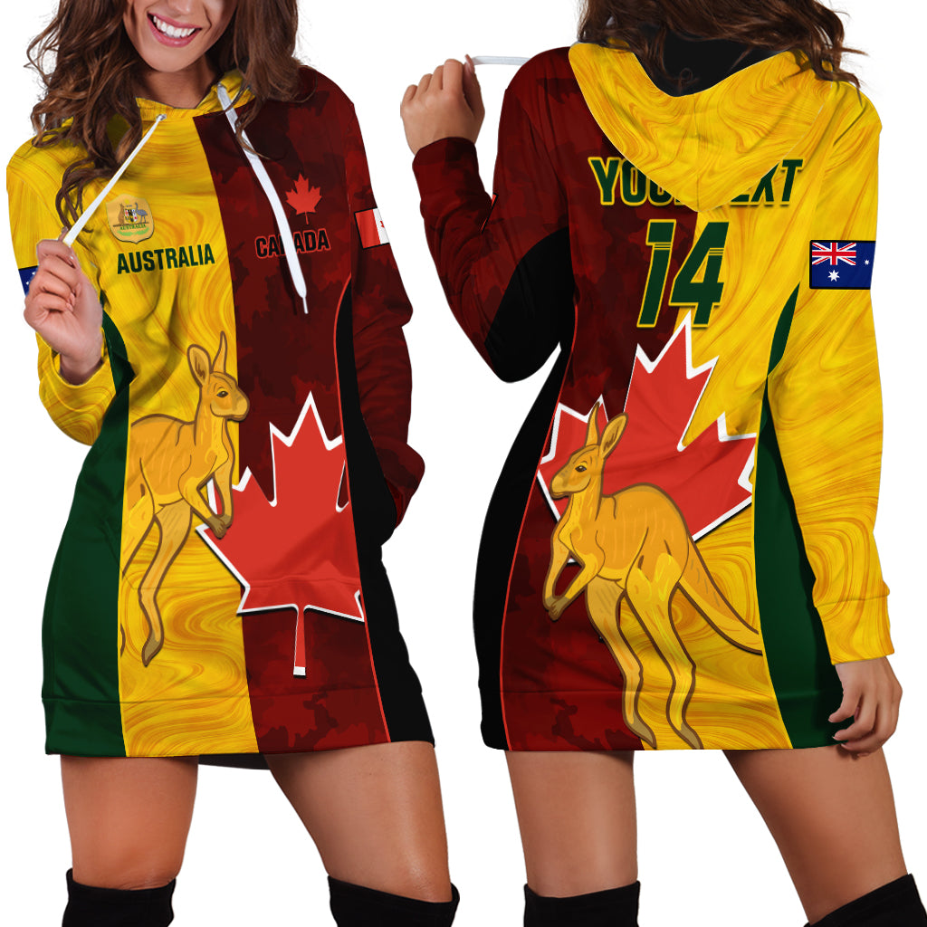 Custom Australia And Canada Soccer Hoodie Dress Matildas Combine Canucks Together - Vibe Hoodie Shop