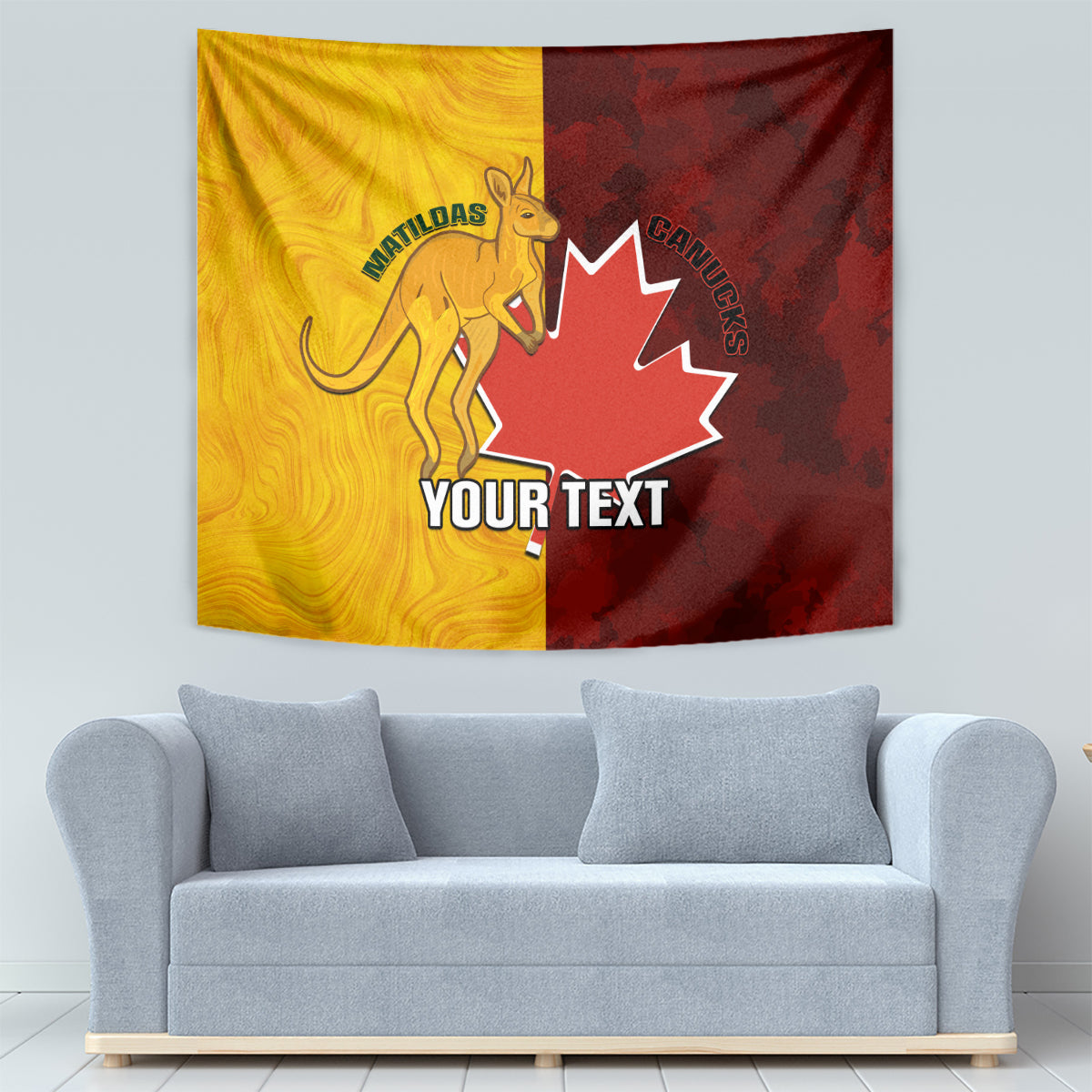 Custom Australia And Canada Soccer Tapestry Matildas Combine Canucks Together - Vibe Hoodie Shop