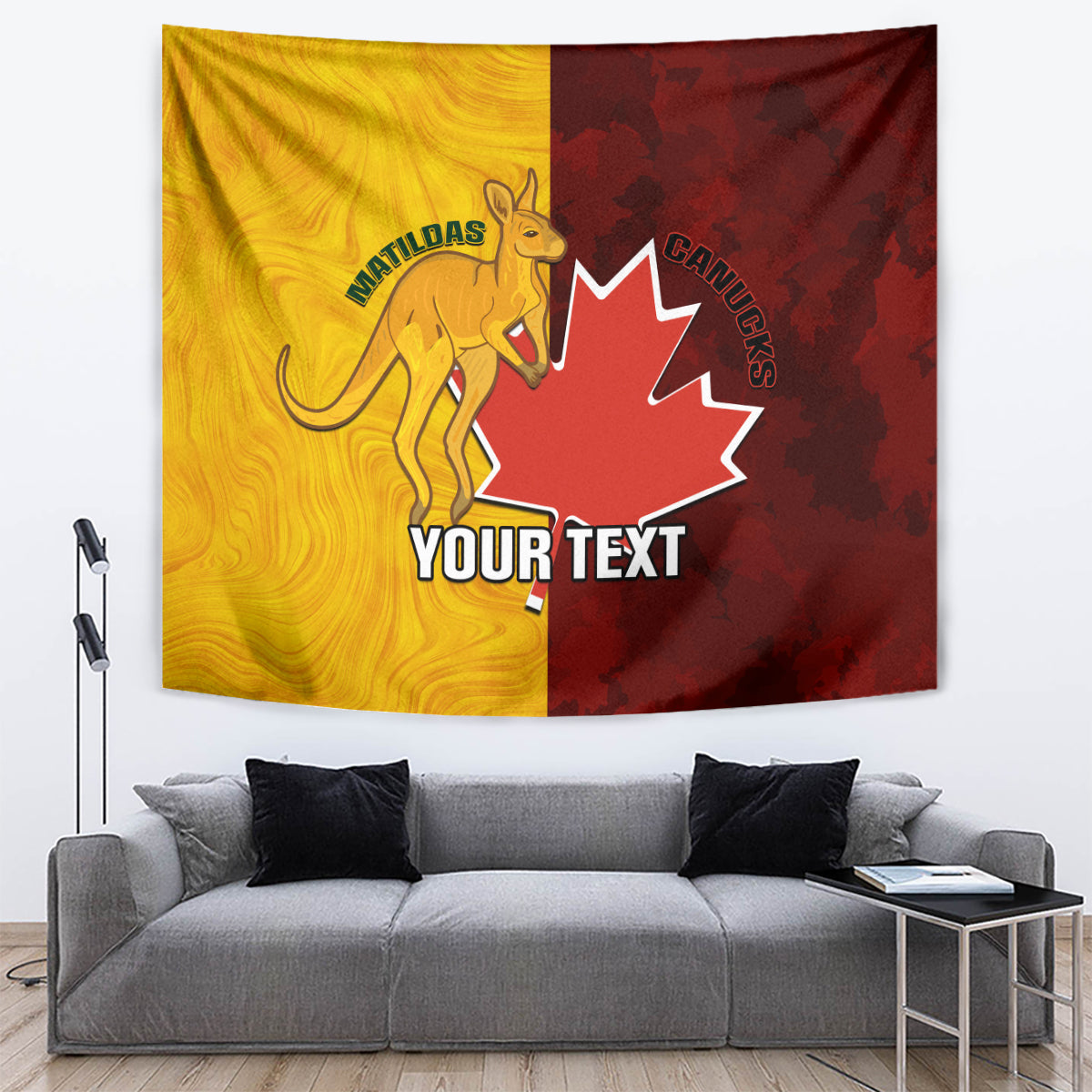 Custom Australia And Canada Soccer Tapestry Matildas Combine Canucks Together - Vibe Hoodie Shop