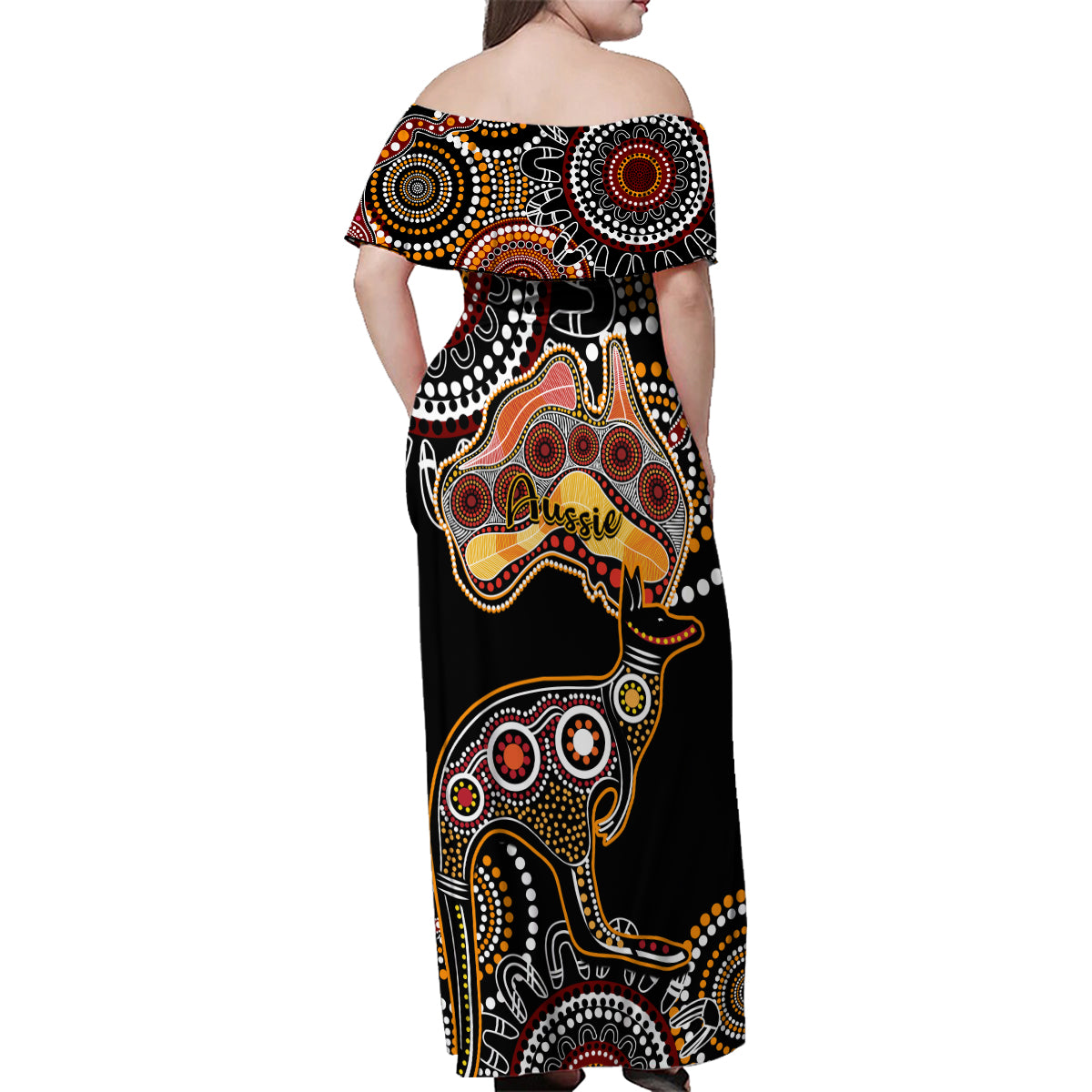 australia-aboriginal-family-matching-off-shoulder-maxi-dress-and-hawaiian-shirt-australian-map-with-kangaroo-indigenous-art