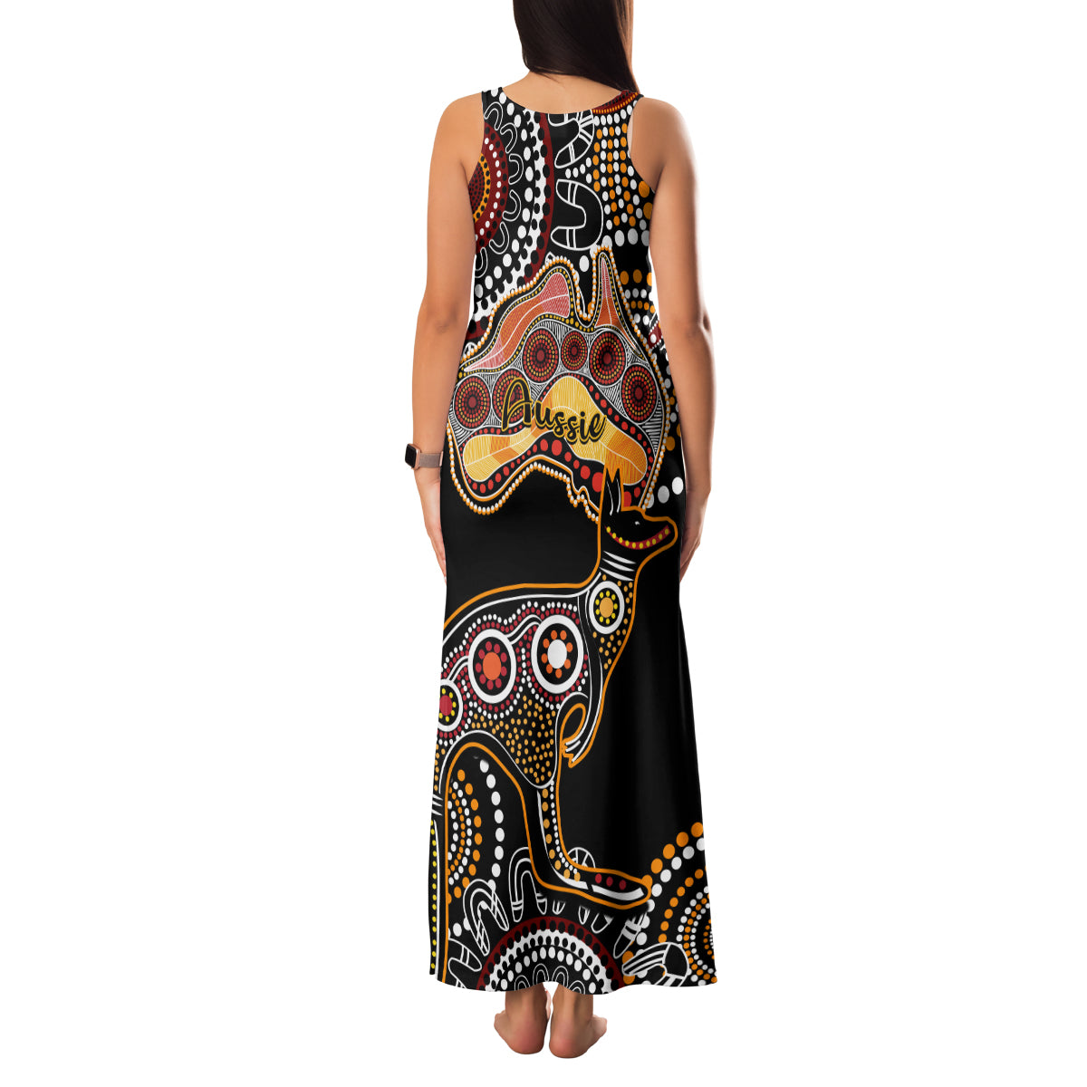 australia-aboriginal-family-matching-tank-maxi-dress-and-hawaiian-shirt-australian-map-with-kangaroo-indigenous-art