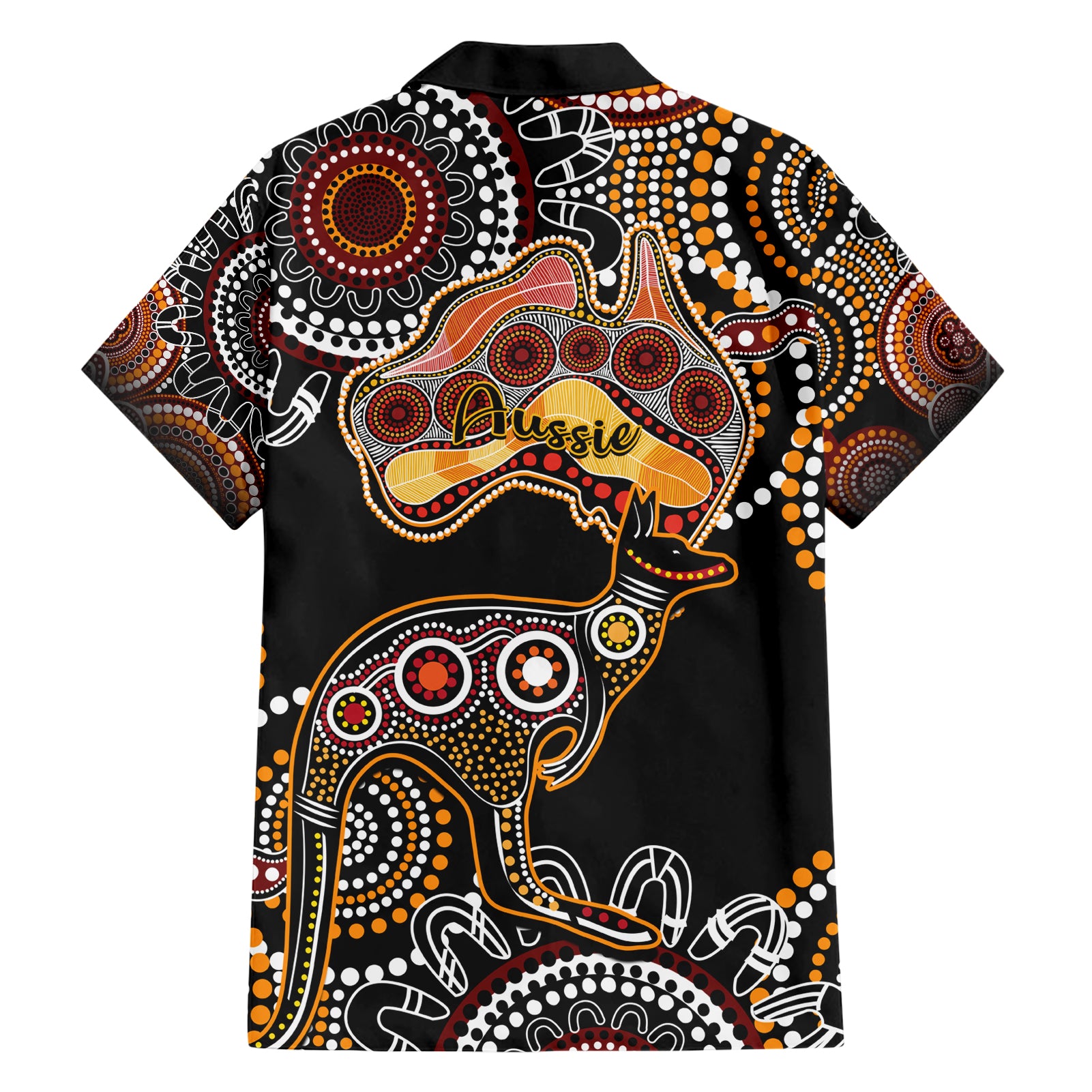 Australia Aboriginal Hawaiian Shirt Australian Map With Kangaroo Indigenous Art - Vibe Hoodie Shop