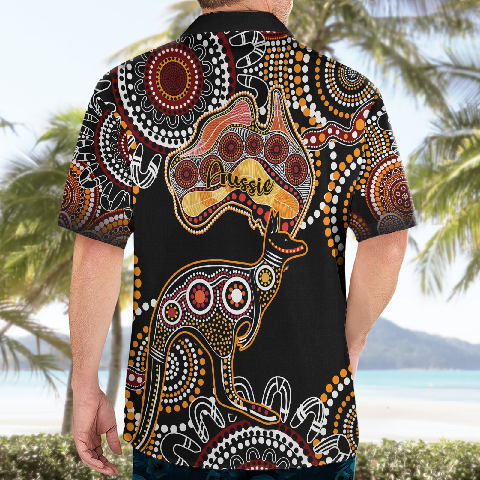 Australia Aboriginal Hawaiian Shirt Australian Map With Kangaroo Indigenous Art - Vibe Hoodie Shop