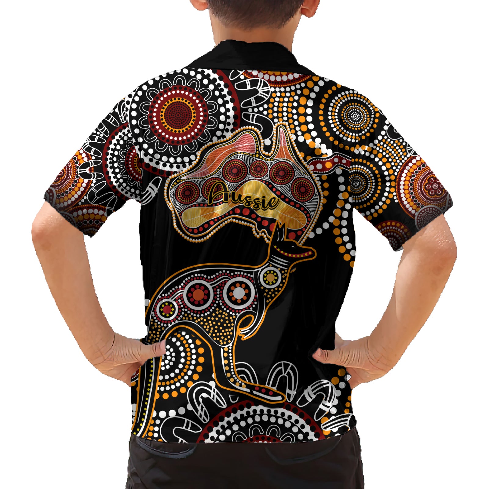 Australia Aboriginal Hawaiian Shirt Australian Map With Kangaroo Indigenous Art - Vibe Hoodie Shop