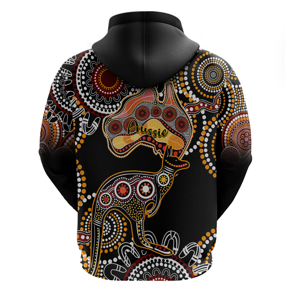 Australia Aboriginal Hoodie Australian Map With Kangaroo Indigenous Art - Vibe Hoodie Shop