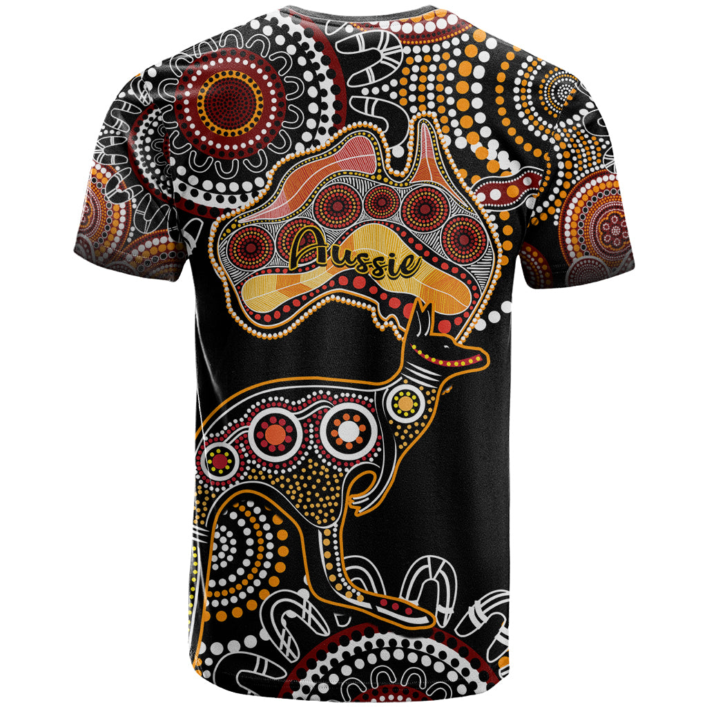 Australia Aboriginal T Shirt Australian Map With Kangaroo Indigenous Art - Vibe Hoodie Shop