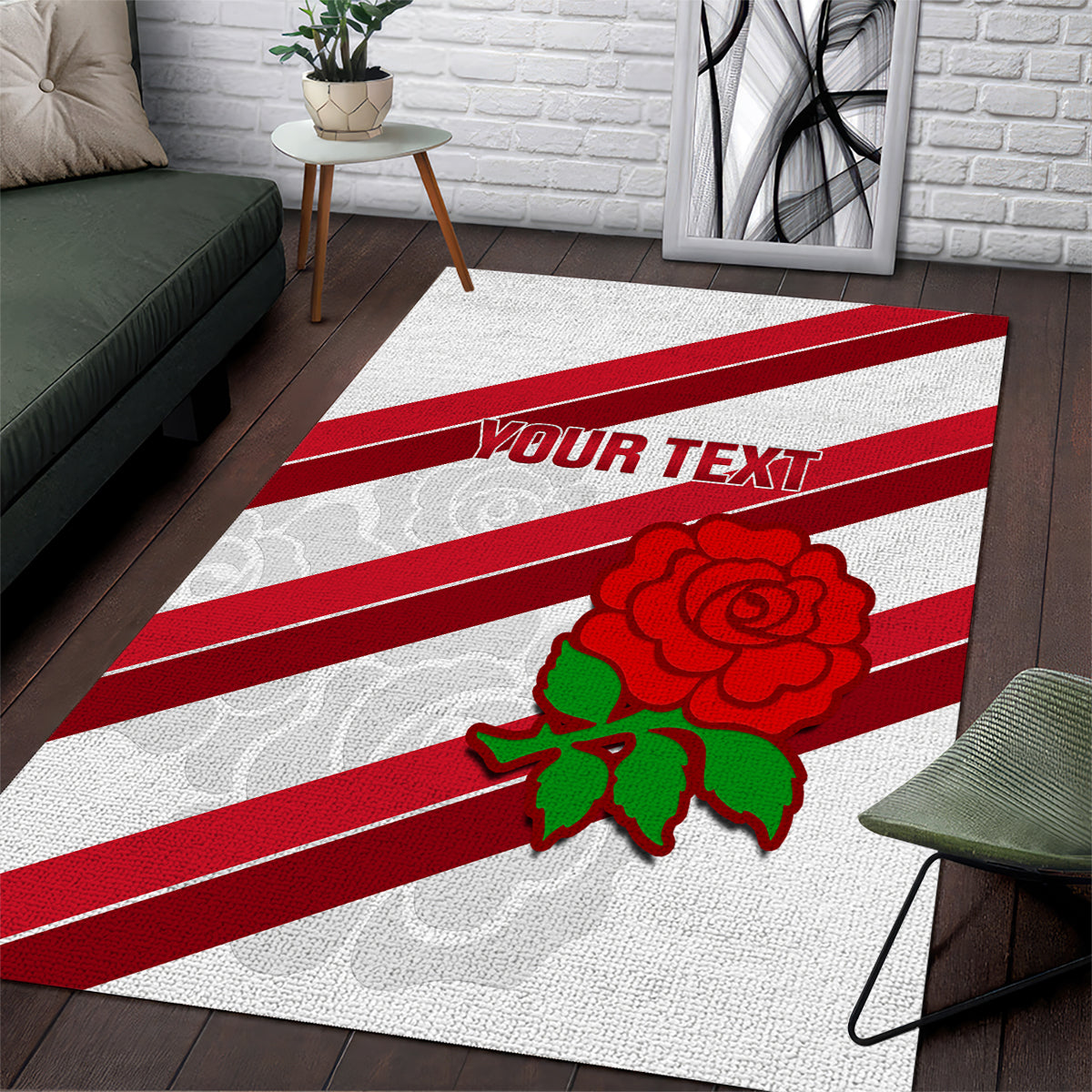 Custom England Rugby Area Rug 2024 Go Champions Red Rose Sporty Version - Vibe Hoodie Shop