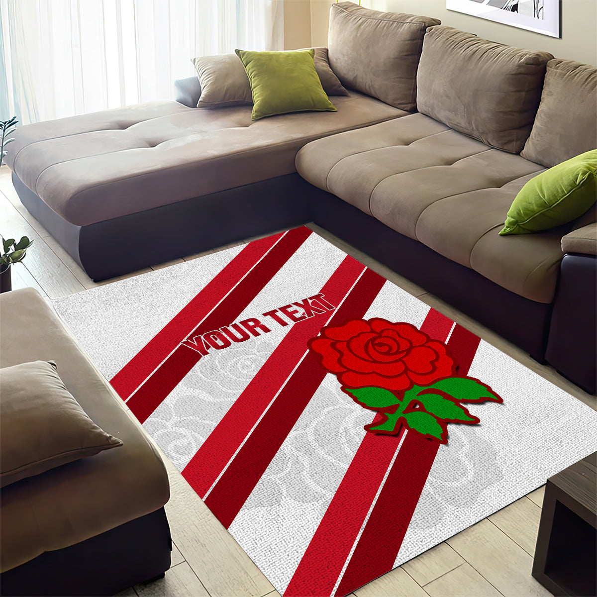 Custom England Rugby Area Rug 2024 Go Champions Red Rose Sporty Version - Vibe Hoodie Shop